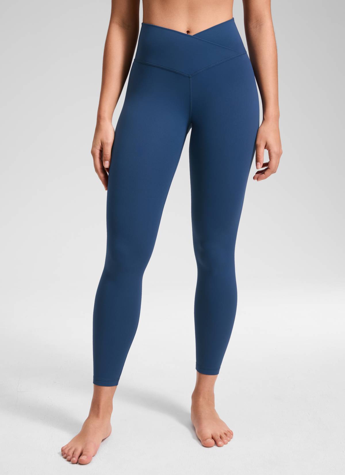 CRZ YOGA - بنطال Butterluxe نسائي بخصر مرتفع من قماش Butterluxe »، بطول 25 بوصة، وفتحة على شكل حرف V، بلون أزرق بحري فرنسي