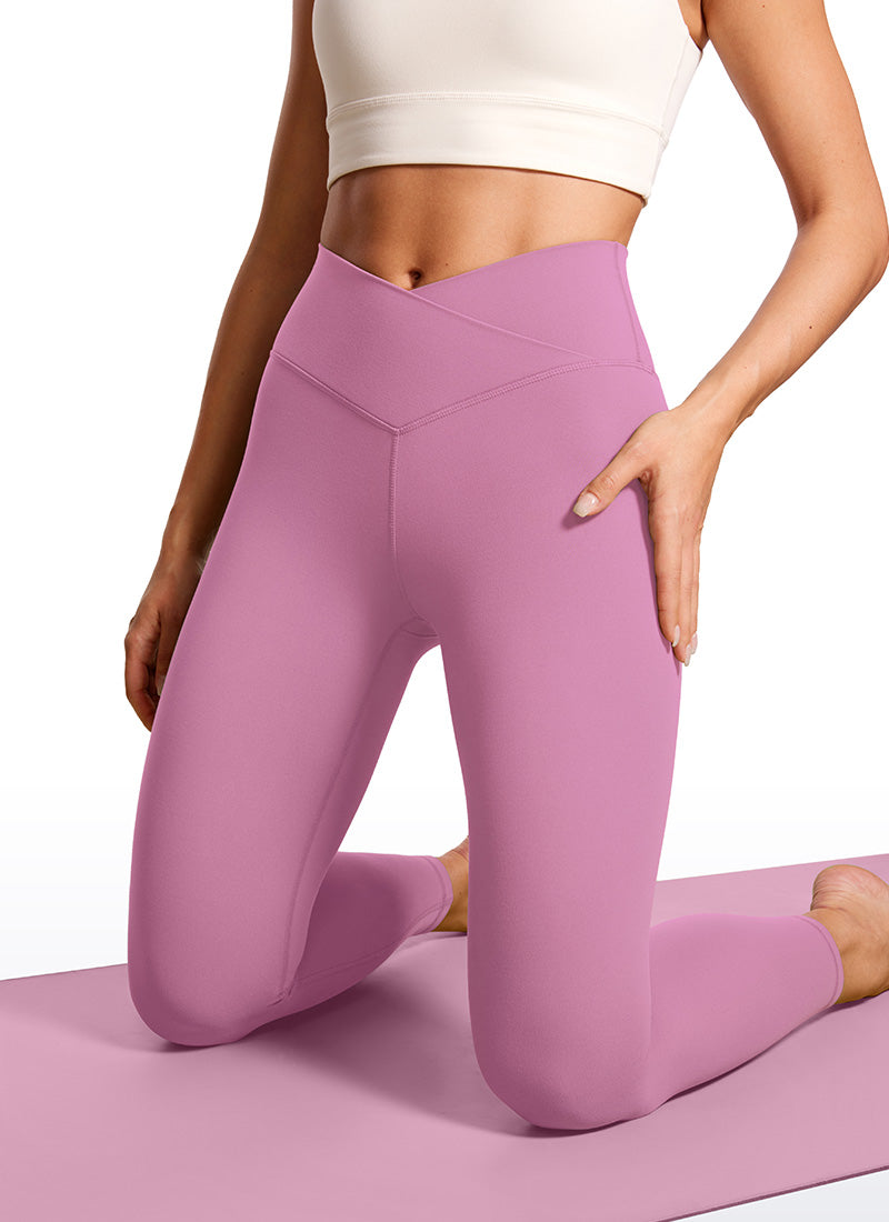 CRZ YOGA Women's High Rise Butterluxe Yoga Leggings 25'' V Cross Waist Velvet Dust @model_info:Gabri