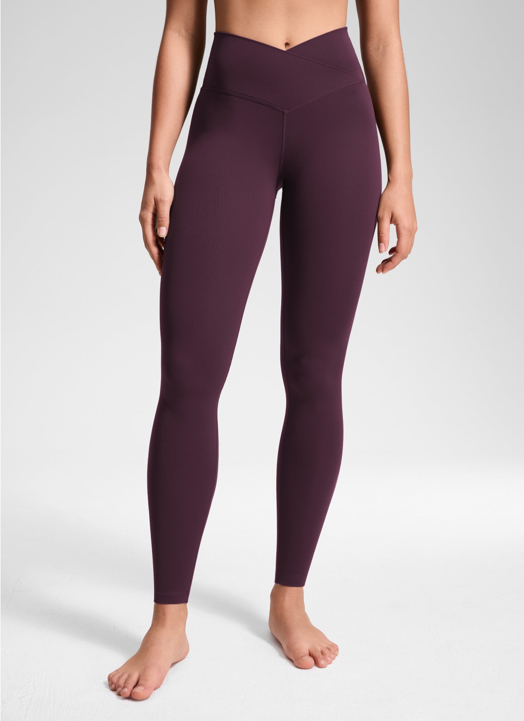بنطلون ضيق لليوغا Butterluxe بخصر مرتفع وقصة على شكل حرف V للنساء من CRZ YOGA، طول 71 سم، أرجواني عميق