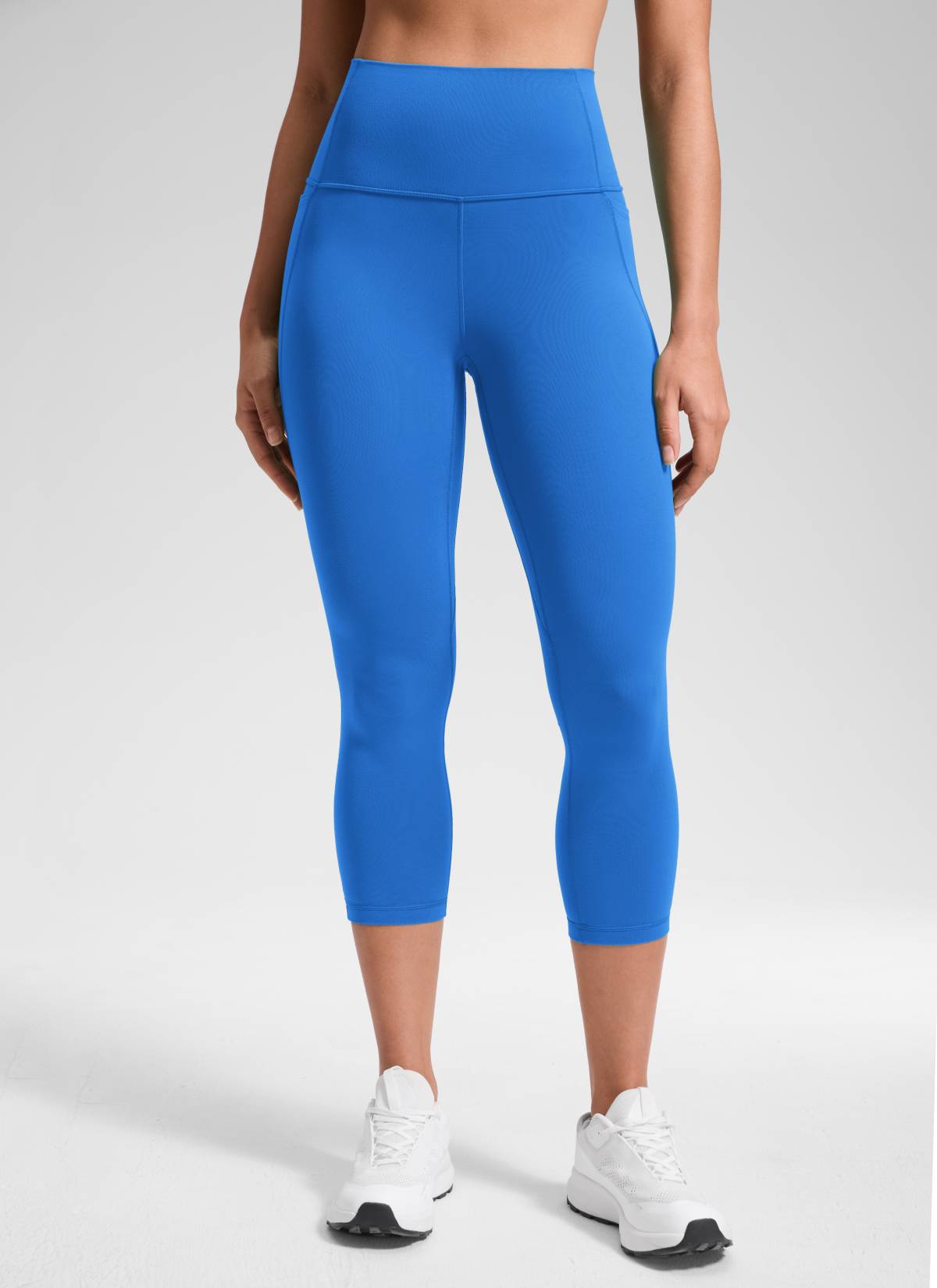 CRZ YOGA - Butterluxe نسائي لليوغا بخصر مرتفع من قماش Butterluxe مع جيوب، طول 21 بوصة، لون أزرق لامع