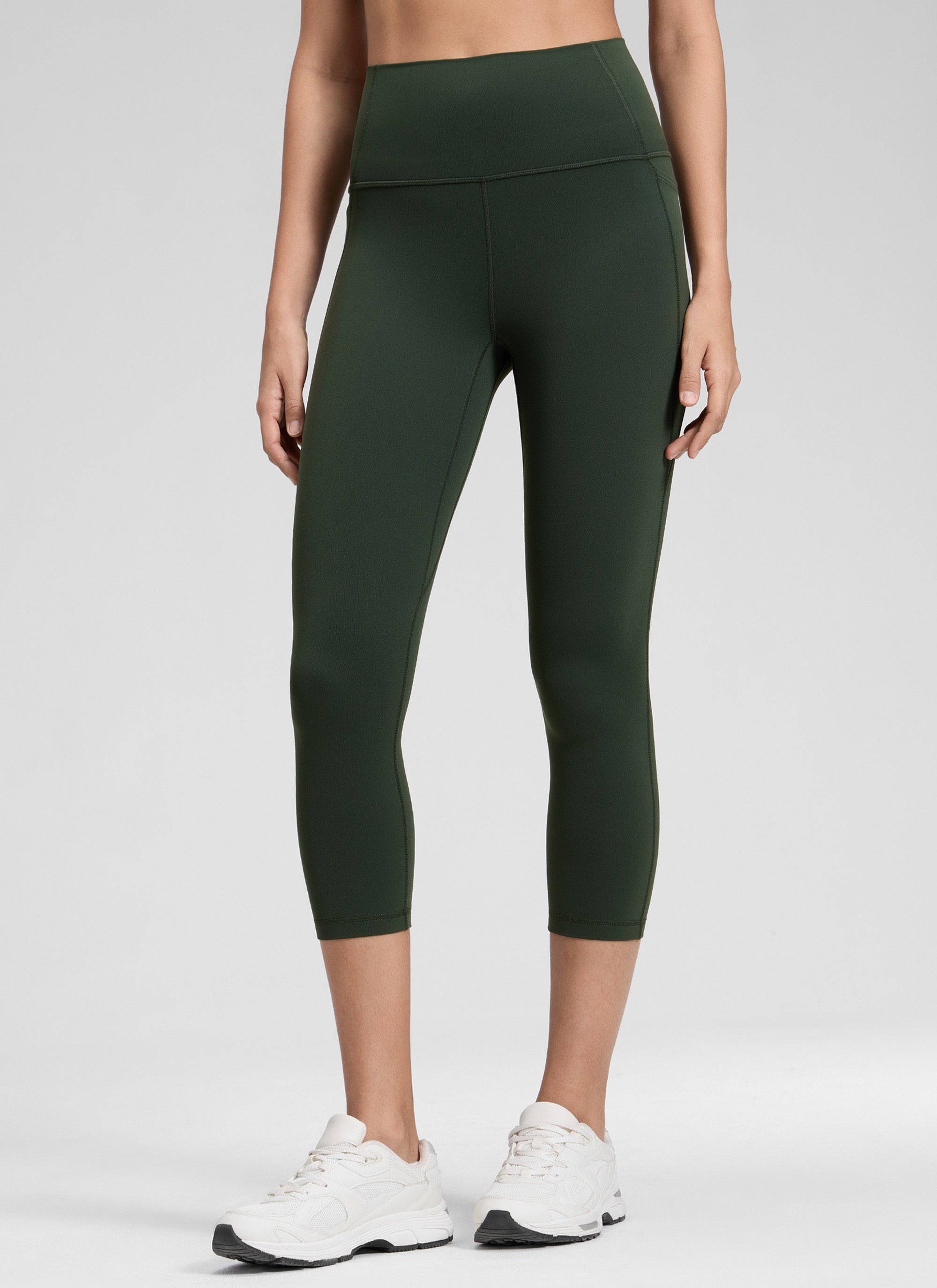 CRZ YOGA - Butterluxe نسائي لليوغا بخصر مرتفع من قماش Butterluxe مزود بجيوب، طول 21 بوصة، لون أخضر «ليجند»