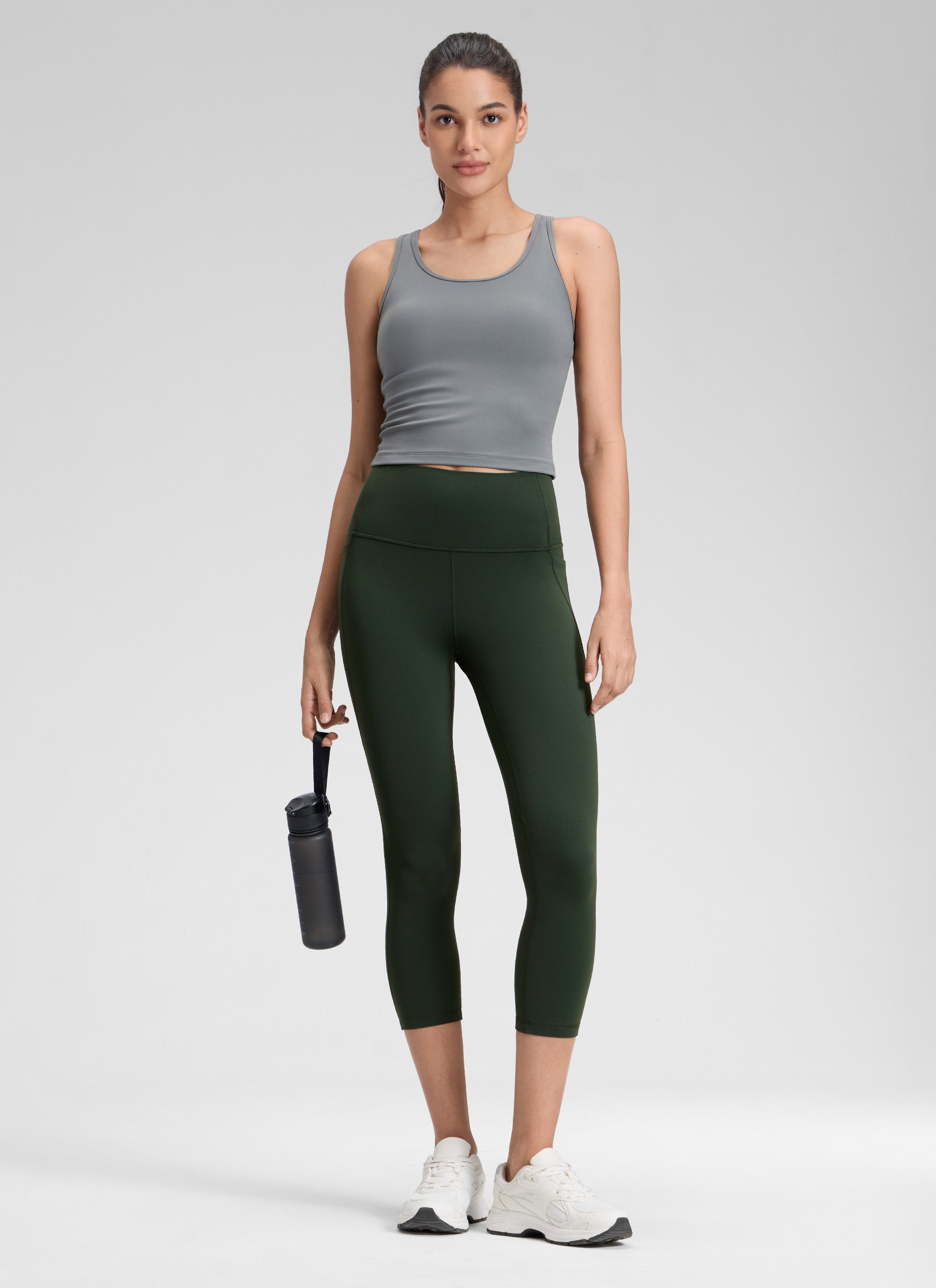 CRZ YOGA - Butterluxe نسائي لليوغا بخصر مرتفع من قماش Butterluxe مزود بجيوب، طول 21 بوصة، لون أخضر «ليجند»
