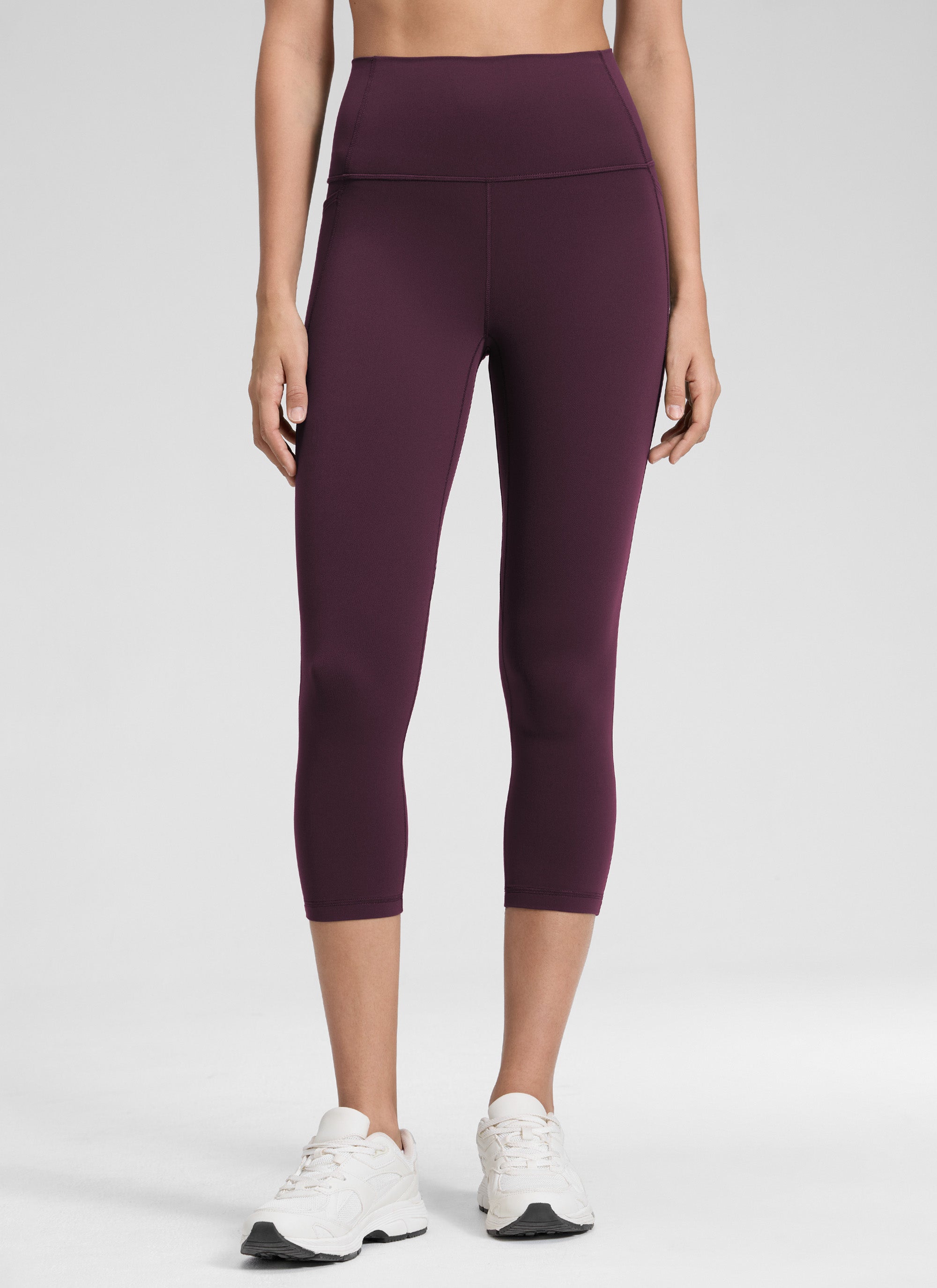 CRZ YOGA - Butterluxe نسائي لليوغا بخصر مرتفع Butterluxe قماش Butterluxe مزود بجيوب، بطول 21 بوصة، لون أرجواني غامق