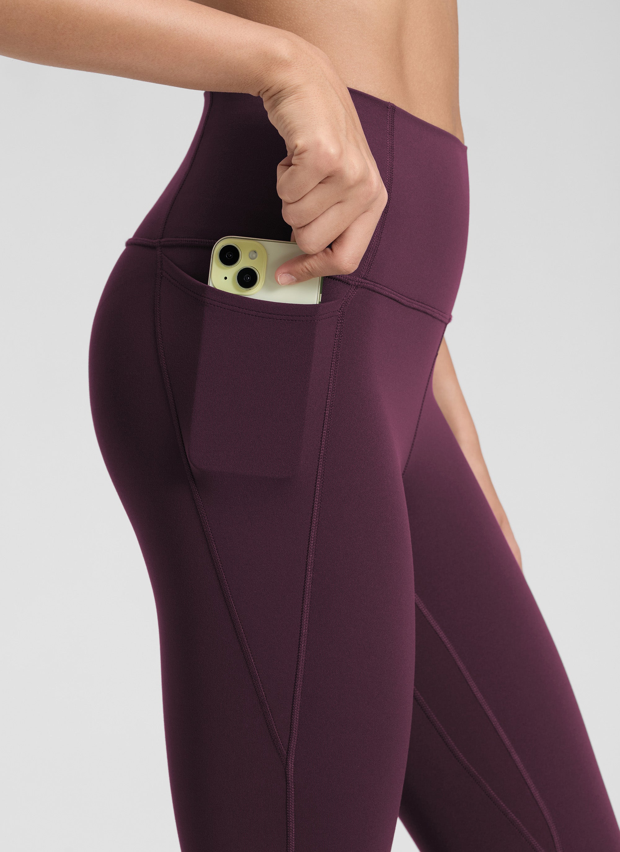 CRZ YOGA - Butterluxe نسائي لليوغا بخصر مرتفع Butterluxe قماش Butterluxe مزود بجيوب، بطول 21 بوصة، لون أرجواني غامق