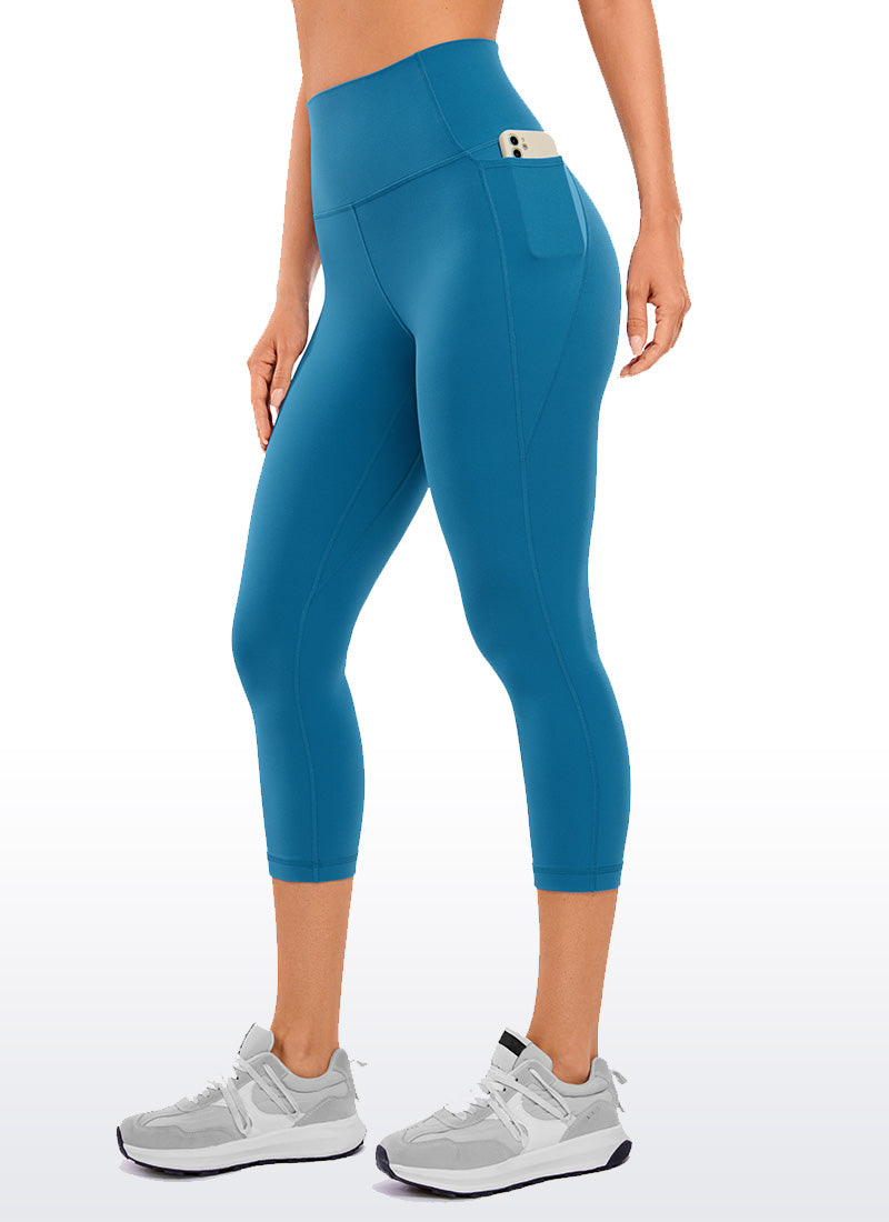 CRZ YOGA Women's Yoga High Rise Butterluxe Capri with Pockets 21'' Super-sonic Blue @model_info:Deni