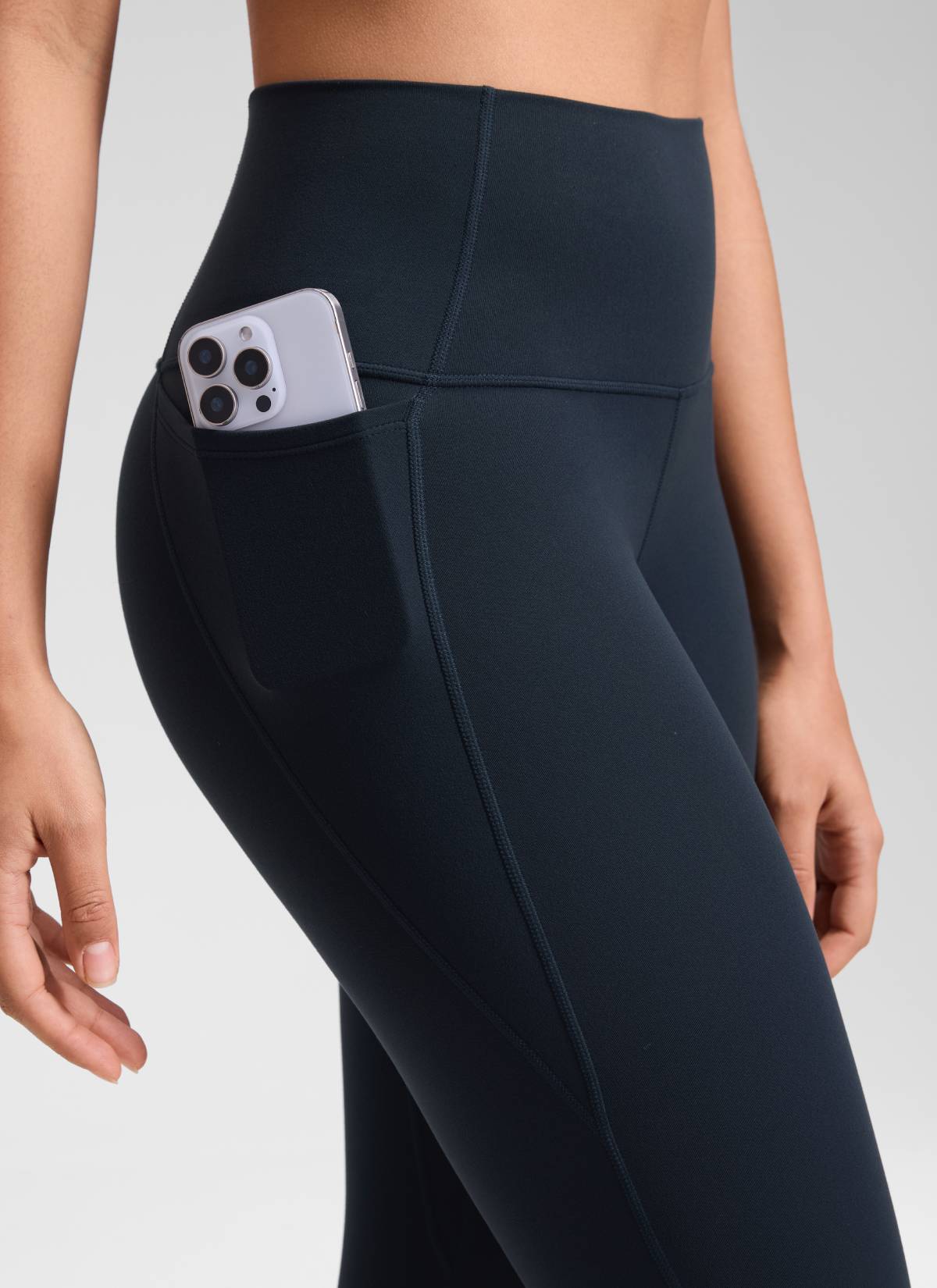 CRZ YOGA - Butterluxe نسائي لليوغا بخصر مرتفع من قماش Butterluxe مزود بجيوب، طول 21 بوصة، لون أزرق داكن أصلي