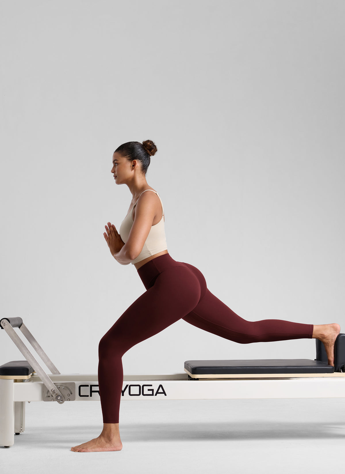 CRZ YOGA Women's Workout High Rise Butterlift Yoga Leggings 25'' Red Merlot @model_info:Barbara