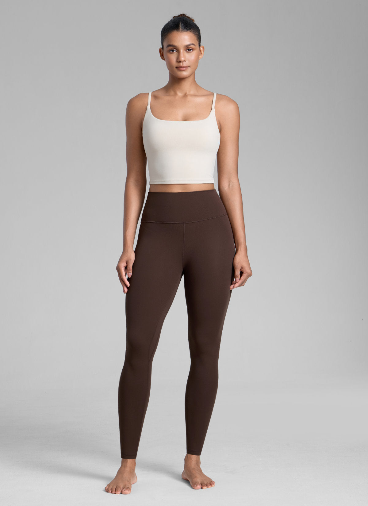 CRZ YOGA بنطال يوجا نسائي رياضي بخصر مرتفع Butterlift مقاس 71 سم لون بني شوكولاتة ساخنة