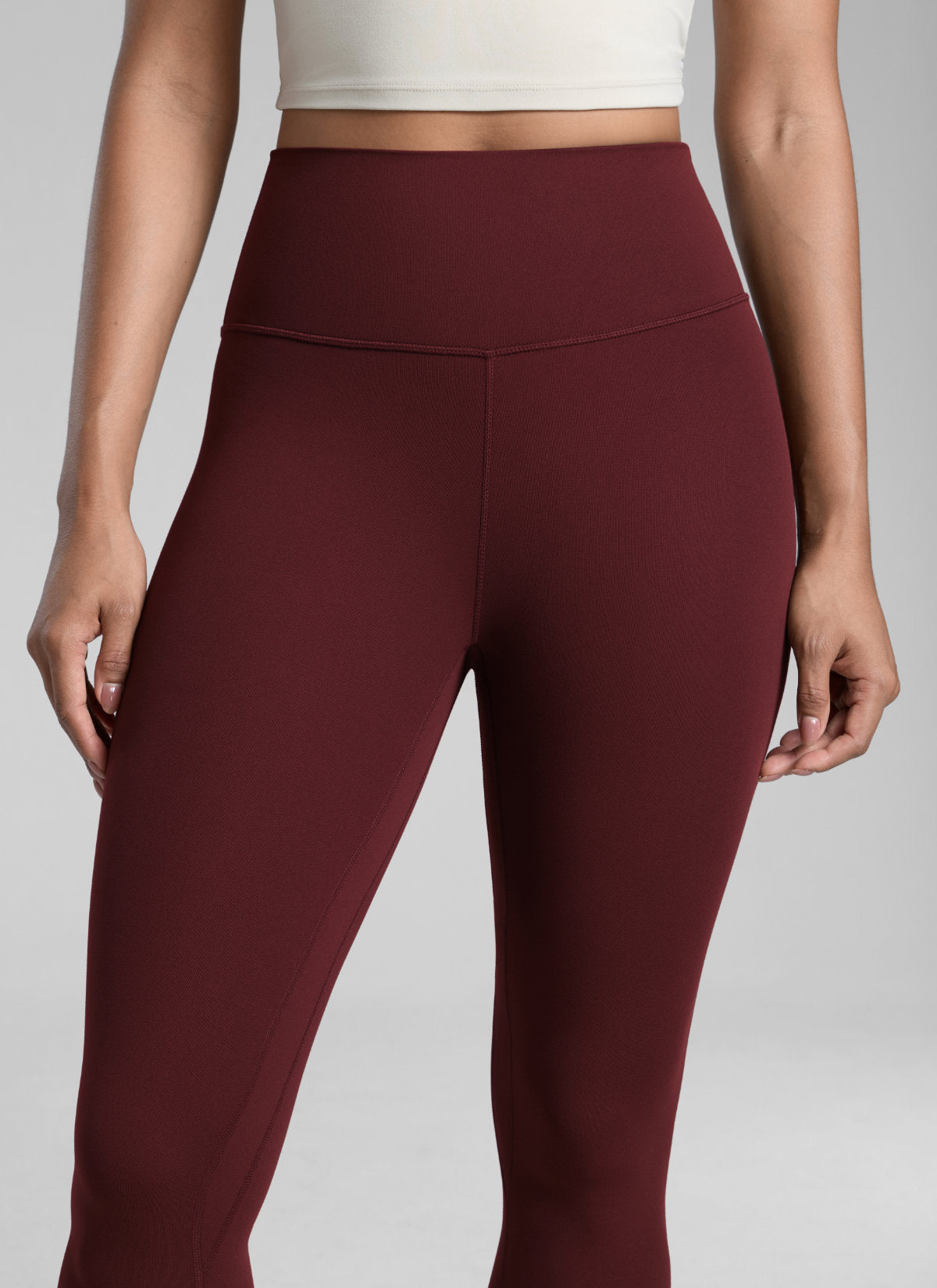 CRZ YOGA بنطال يوجا نسائي رياضي بخصر مرتفع Butterlift مقاس 71 سم لون أحمر ميرلوت