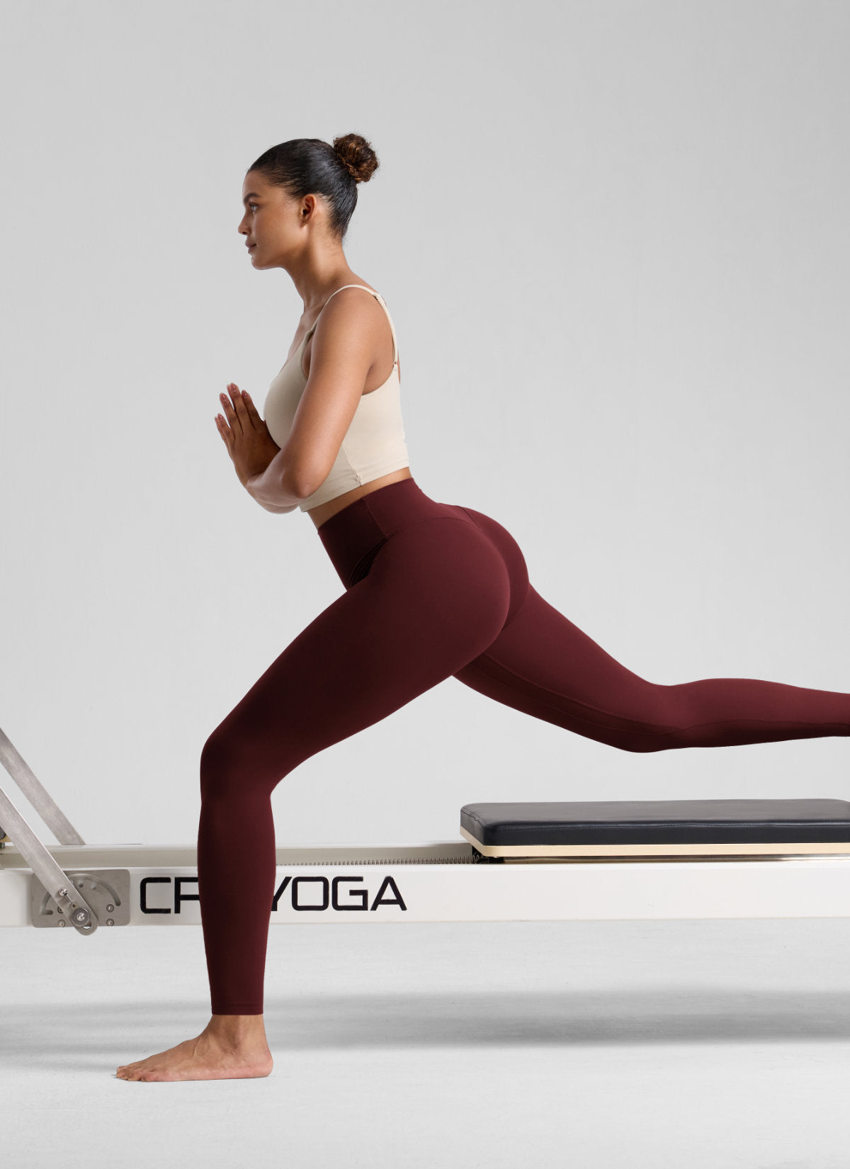 CRZ YOGA بنطال يوجا نسائي رياضي بخصر مرتفع Butterlift مقاس 71 سم لون أحمر ميرلوت