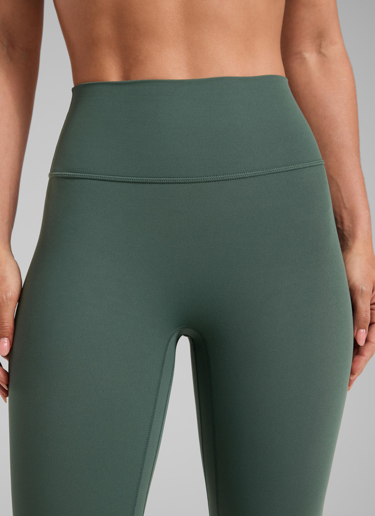 ليقنز نسائي CRZ YOGA Butterlift بخصر عالٍ وتصميم Scrunch Butt وبدون خياطة أمامية بلون أخضر غابة داكن
