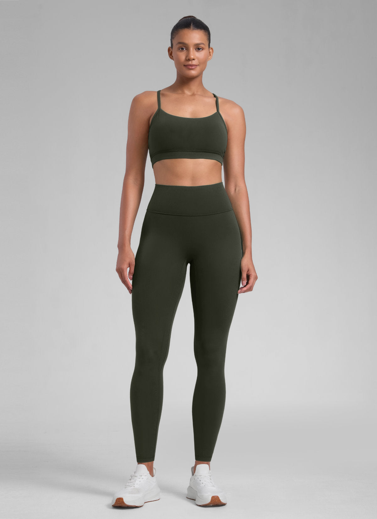 ليقنز Secretsculpt™ نسائي للتمارين بدون درزة أمامية بطول 71 سم أخضر زيتي من CRZ YOGA
