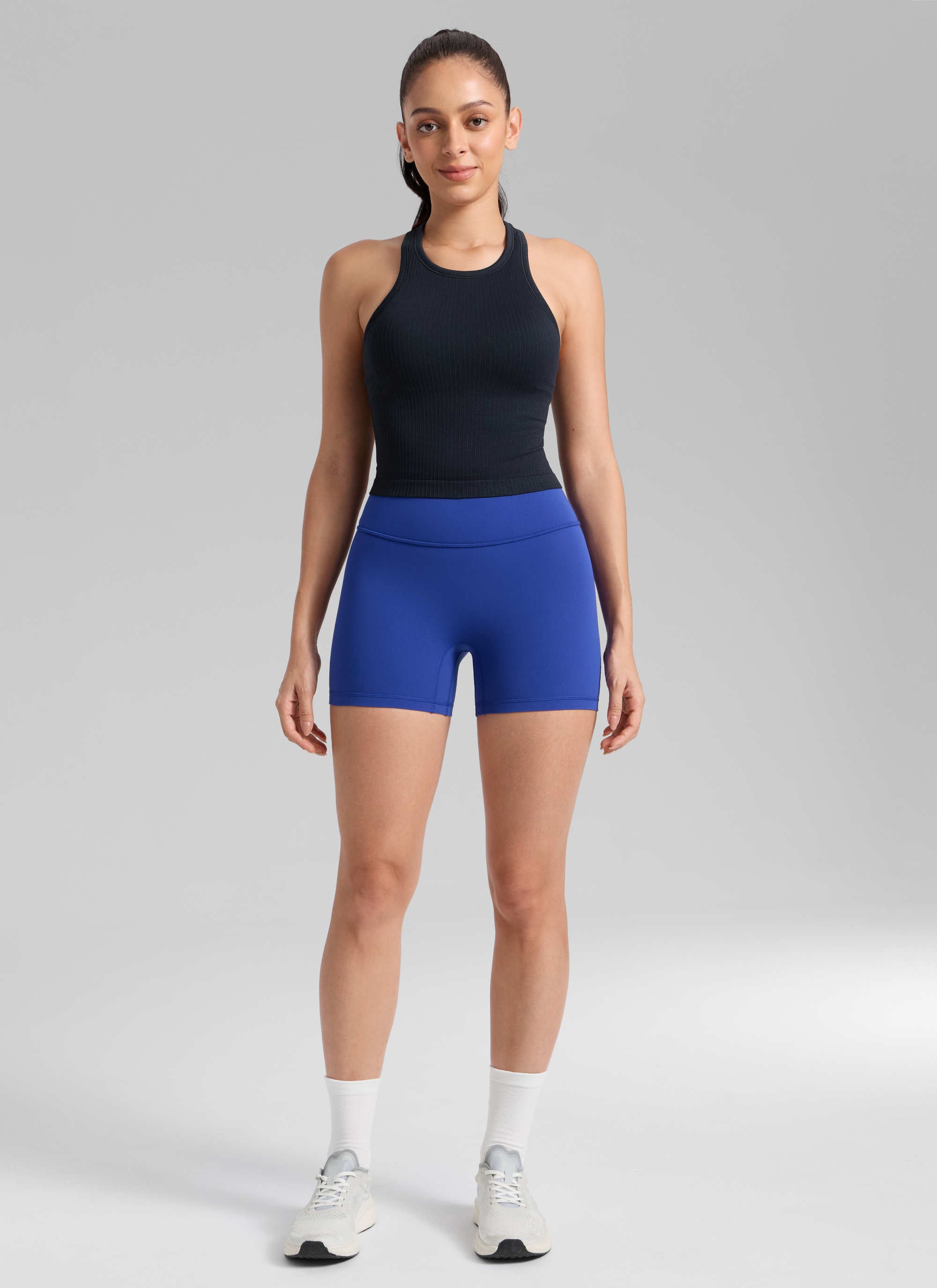 CRZ YOGA شورت بايكر رياضي للتمارين نسائي Butterlift بتأثير كشكشة المؤخرة أزرق أمواج