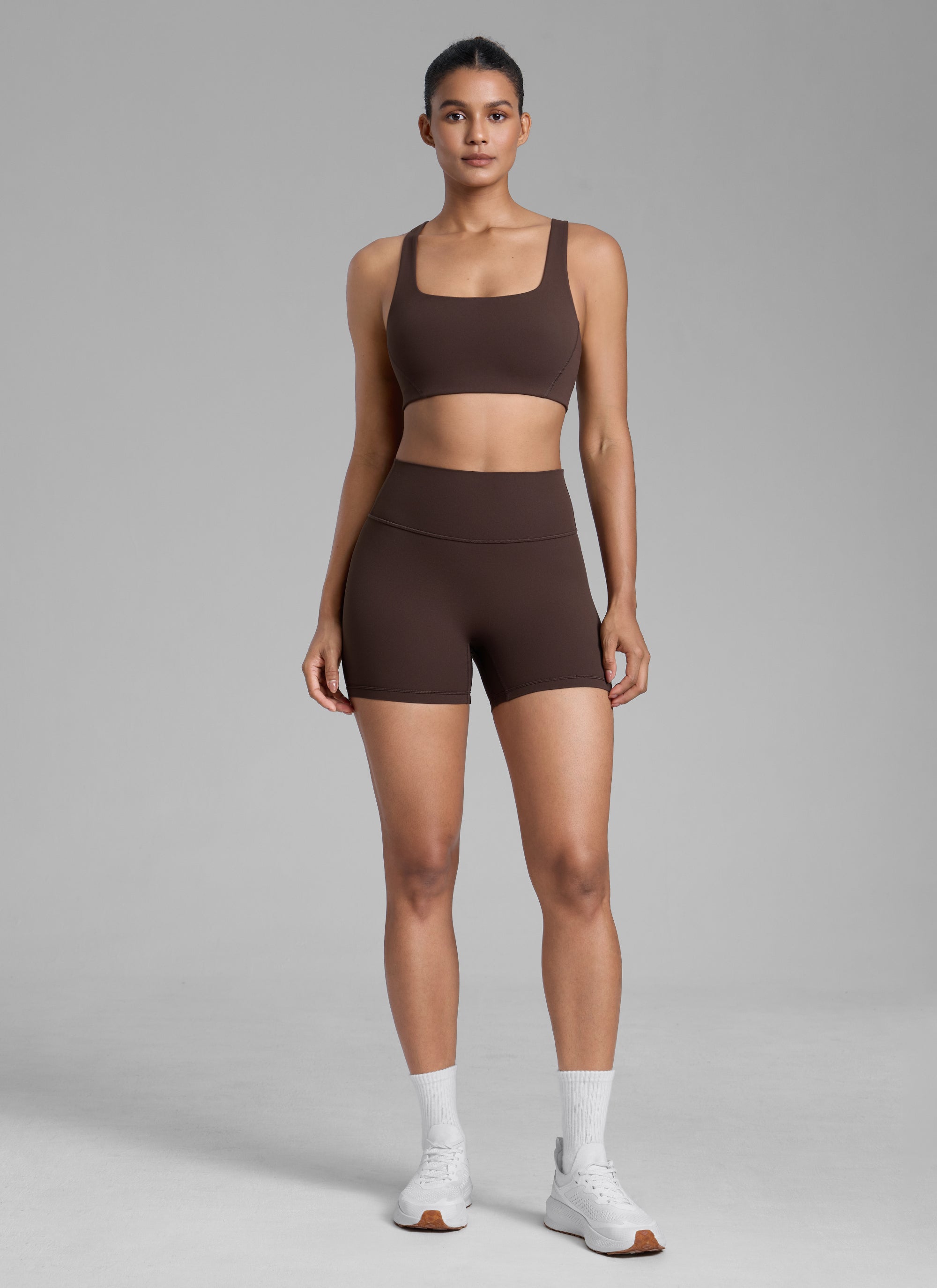 CRZ YOGA Womens Butterlift Scrunch Butt Atheletic Workout Biker Shorts Hot Fudge Brown