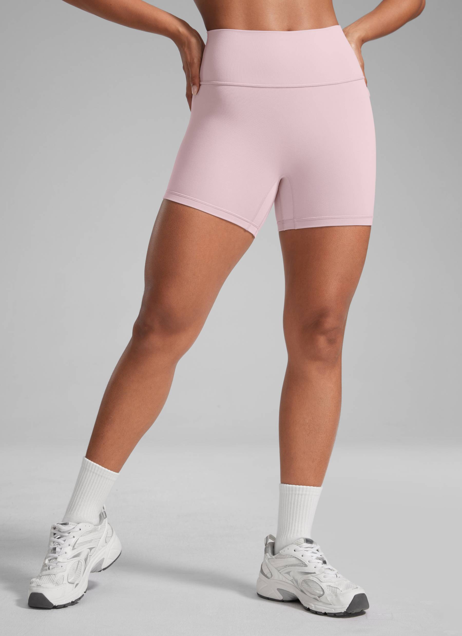 CRZ YOGA Womens Butterlift Scrunch Butt Atheletic Workout Biker Shorts Pink Haze @model_info:Crystal