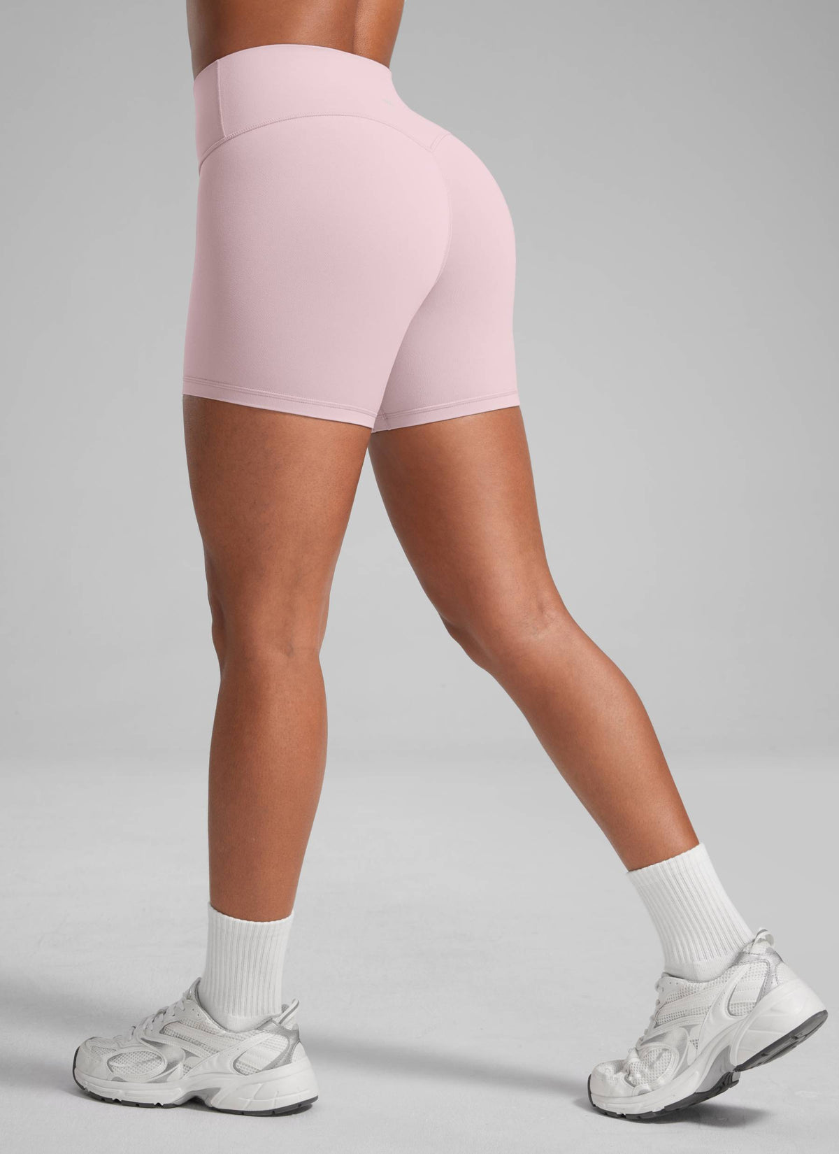 CRZ YOGA Womens Butterlift Scrunch Butt Atheletic Workout Biker Shorts Pink Haze @model_info:Crystal