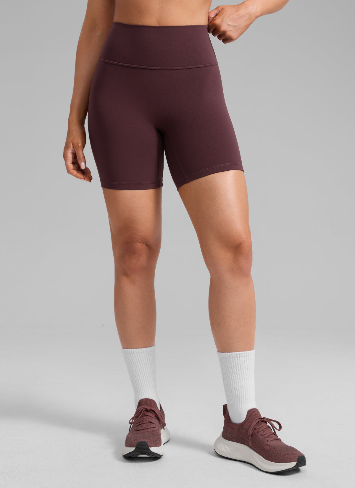 CRZ YOGA Butterlift شورت بايكر نسائي بتصميم Scrunch Butt بطول 15 سم بدون خياطة أمامية برقوق ناضج