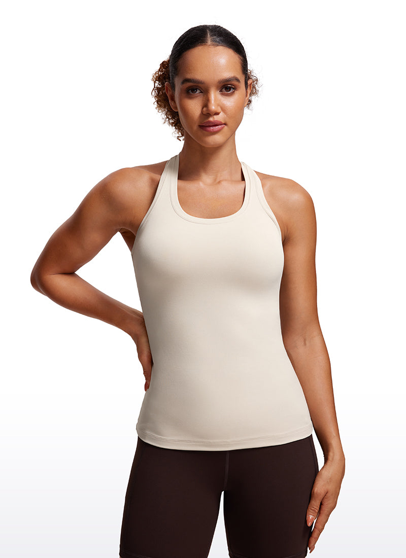 بلوزة تانك ضيقة يوغا للنساء من CRZ YOGA بتصميم Butterluxe وبريسرباك بلون موهافي تان