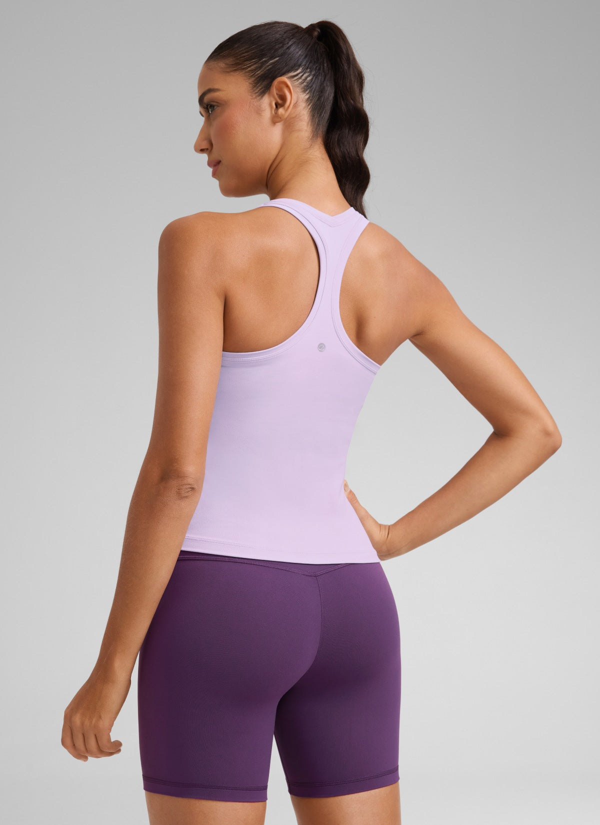 CRZ YOGA Women's Yoga Tight Fit Butterluxe Crewneck Tank Top Racerback Lilac Air @model_info:Mariana