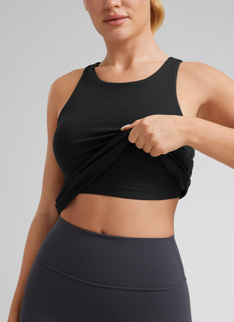 CRZ YOGA Women's Yoga Slim Fit Top Butterluxe Tank Racerback High Neck Black @model_info:L