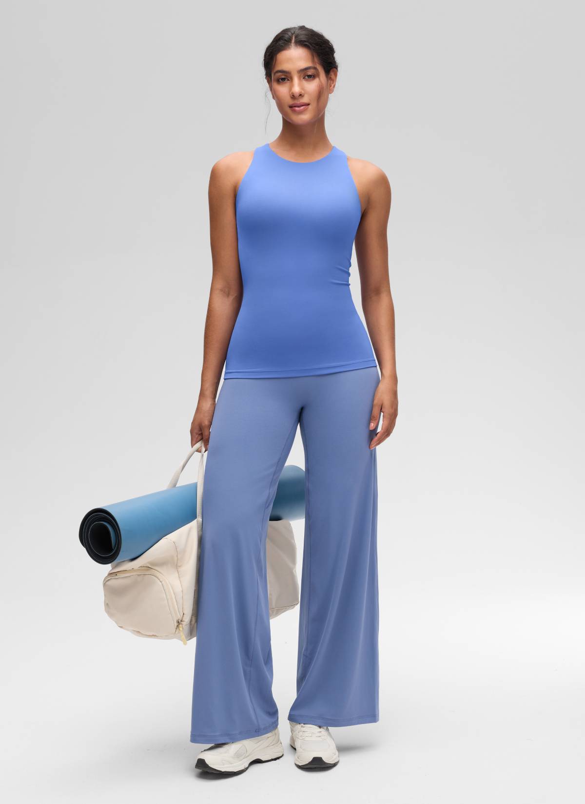 CRZ YOGA Women's Yoga Slim Fit Top Butterluxe Tank Racerback High Neck Wild Indigo @model_info:Carol