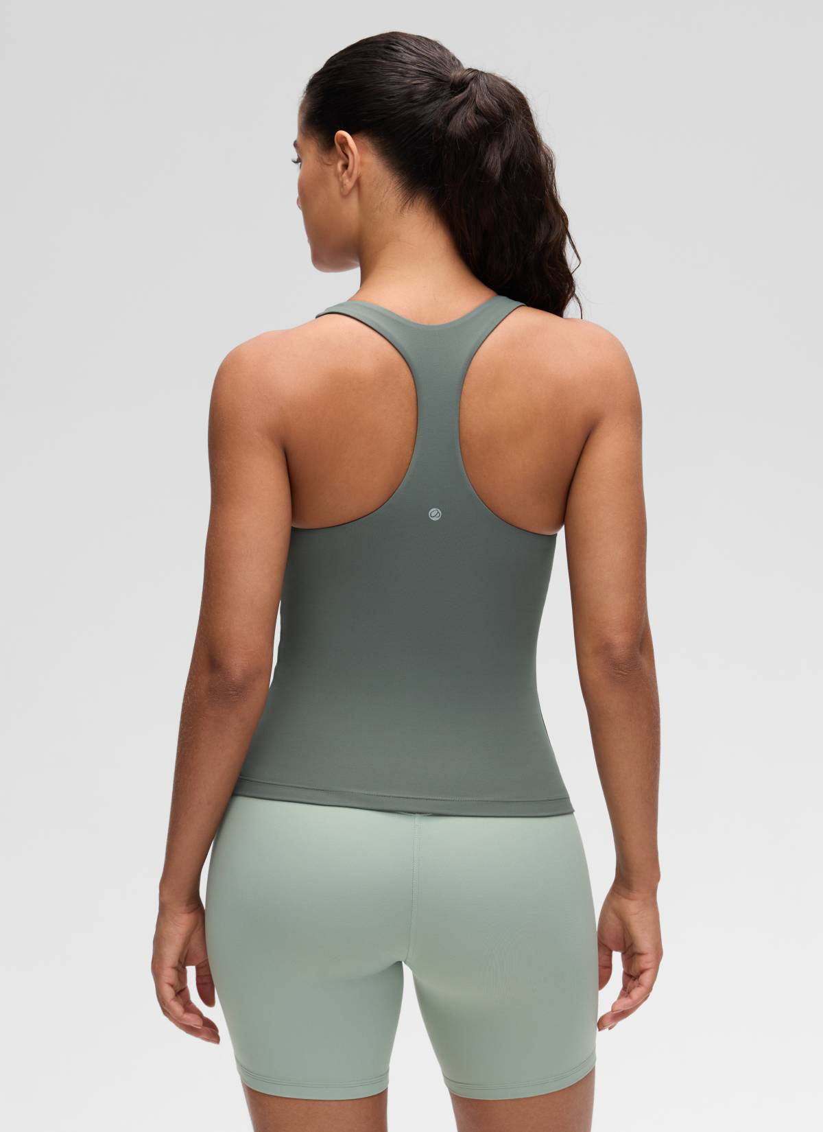 CRZ YOGA Women's Yoga Tight Fit Tops Butterluxe Built-in Bra Tank Grey Sage