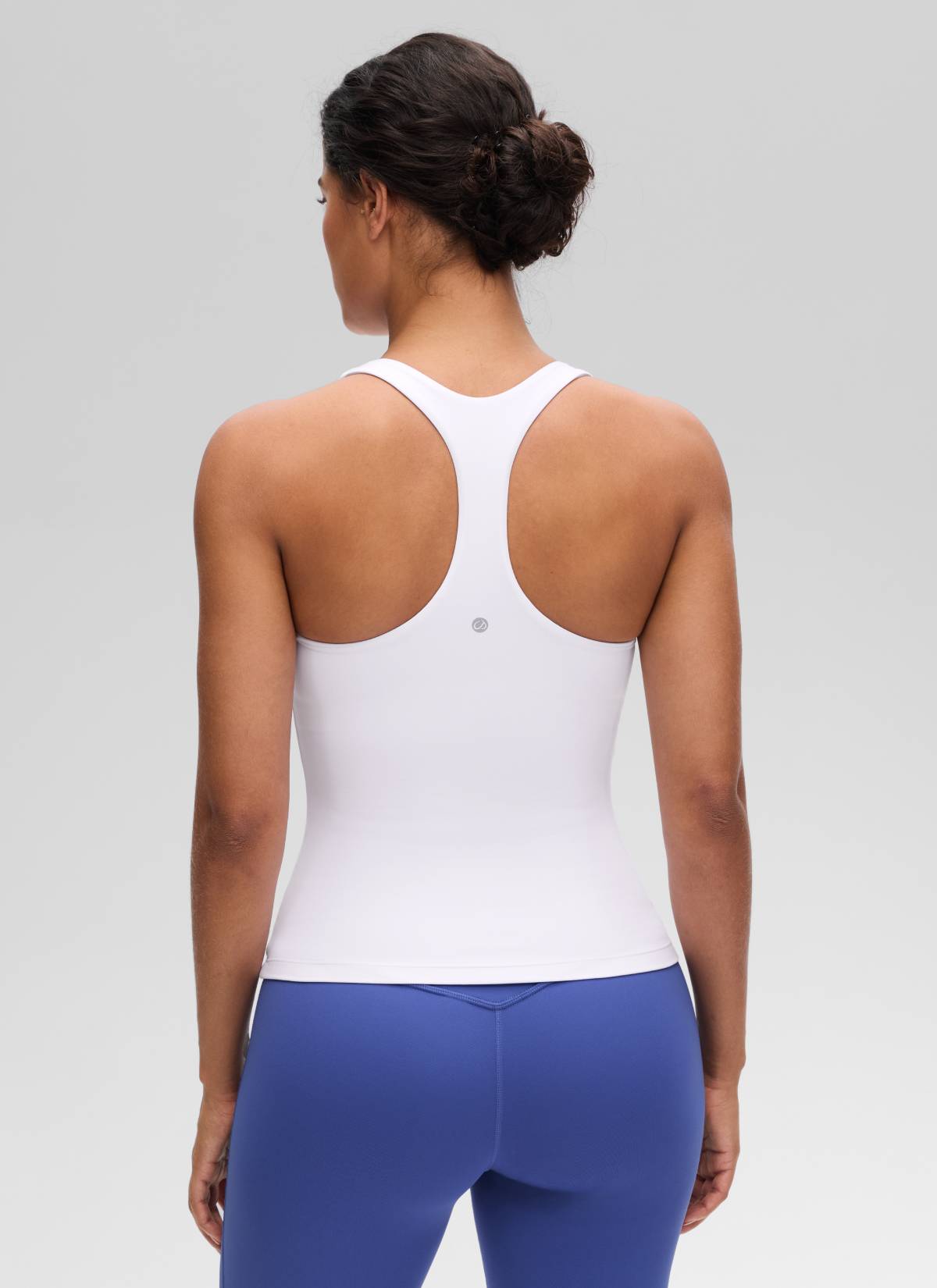 CRZ YOGA Women's Yoga Tight Fit Tops Butterluxe Built-in Bra Tank White