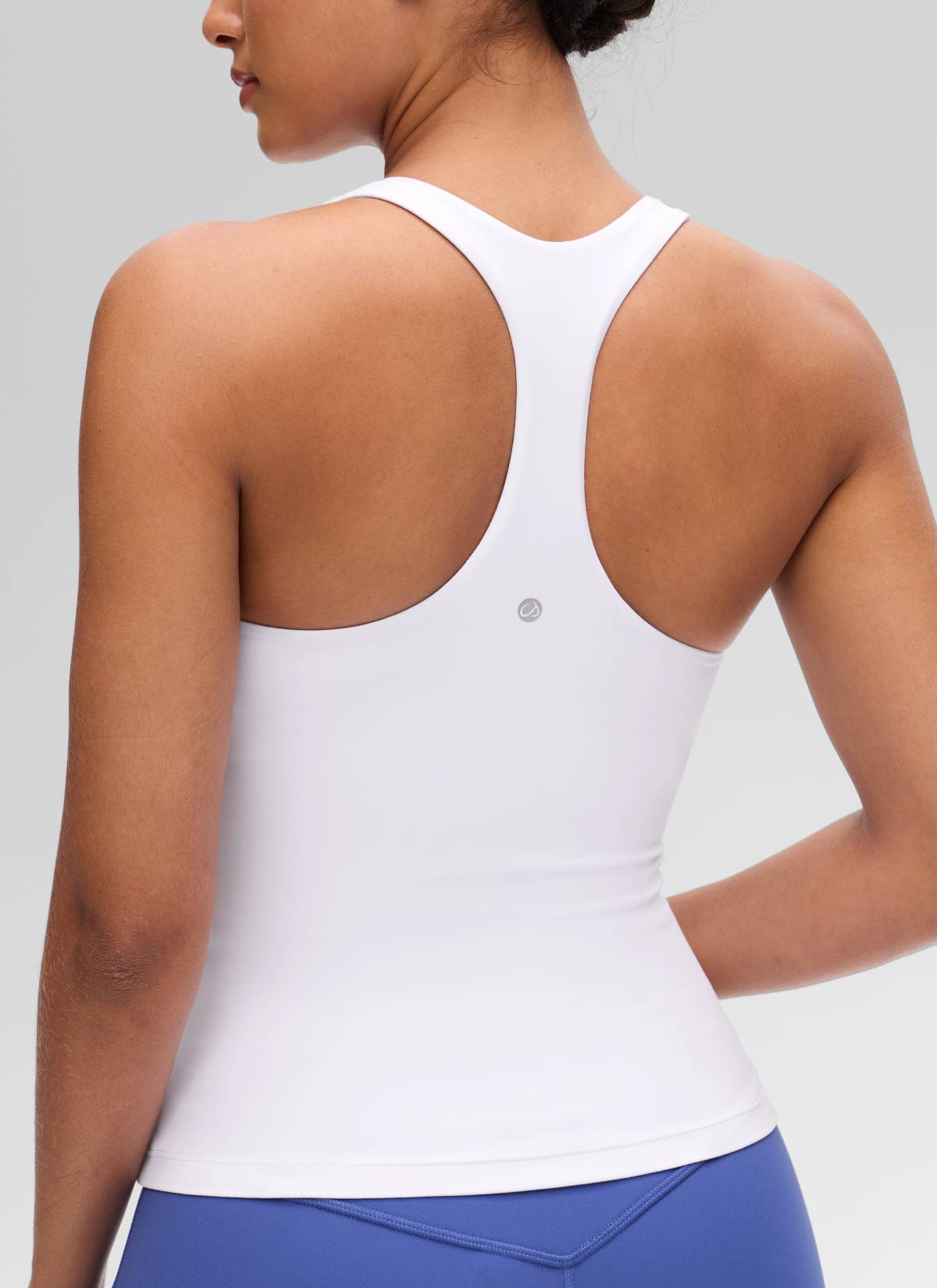 CRZ YOGA Women's Yoga Tight Fit Tops Butterluxe Built-in Bra Tank White