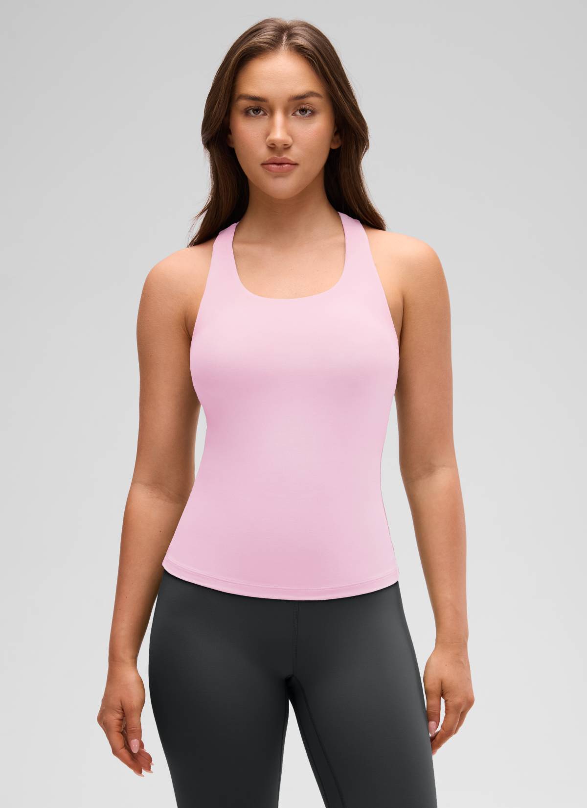 CRZ YOGA Women's Yoga Tight Fit Tops Butterluxe Built-in Bra Tank Pink Peony