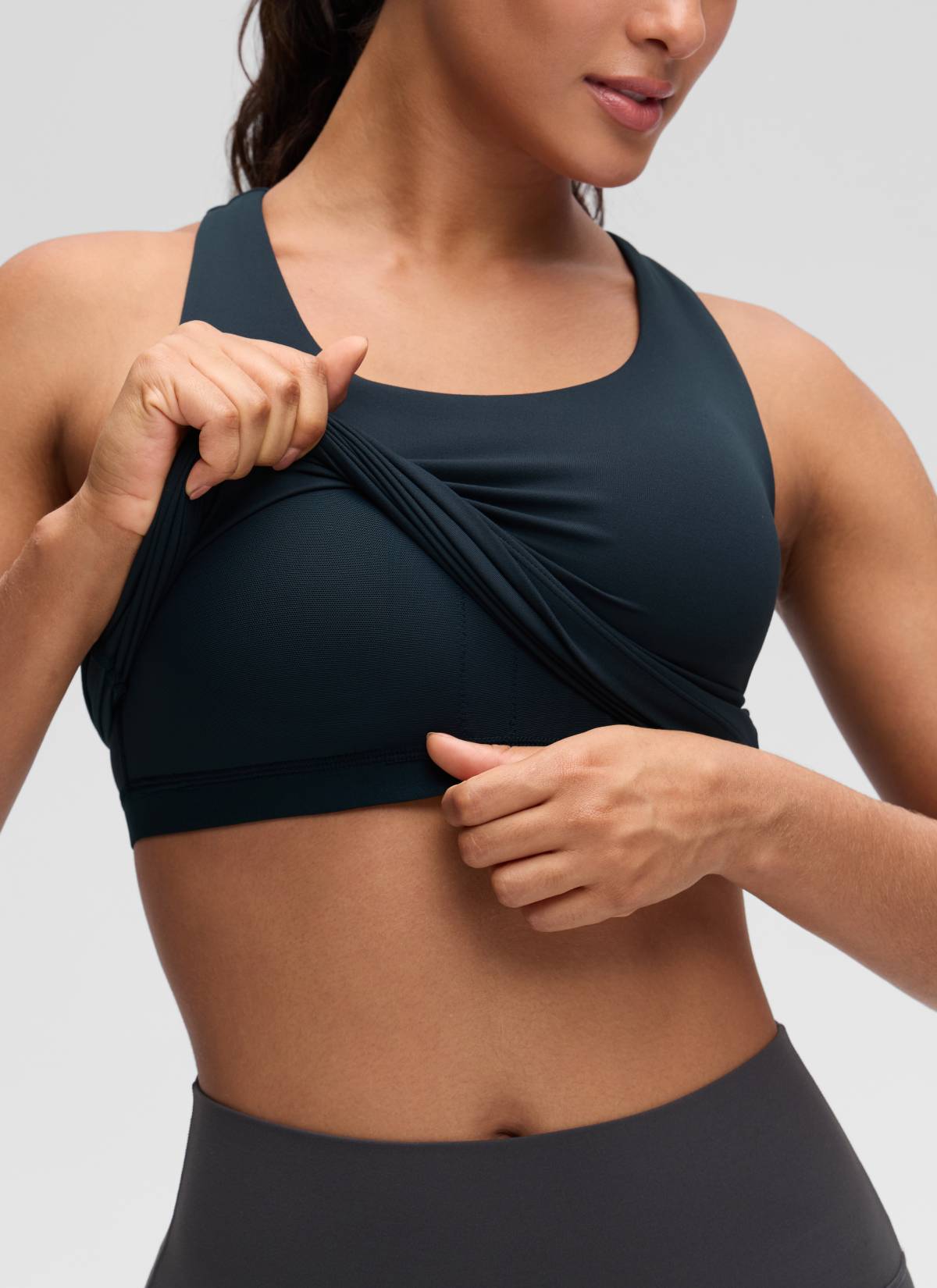 CRZ YOGA Women's Yoga Tight Fit Tops Butterluxe Built-in Bra Tank True Navy