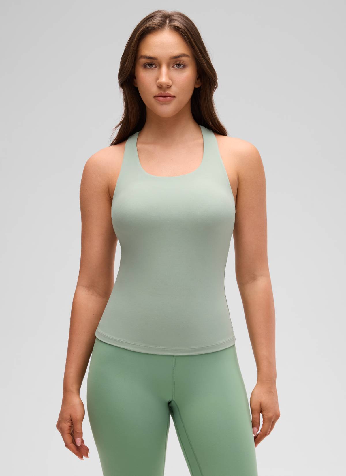 CRZ YOGA Women's Yoga Tight Fit Tops Butterluxe Built-in Bra Tank Green Palm Court