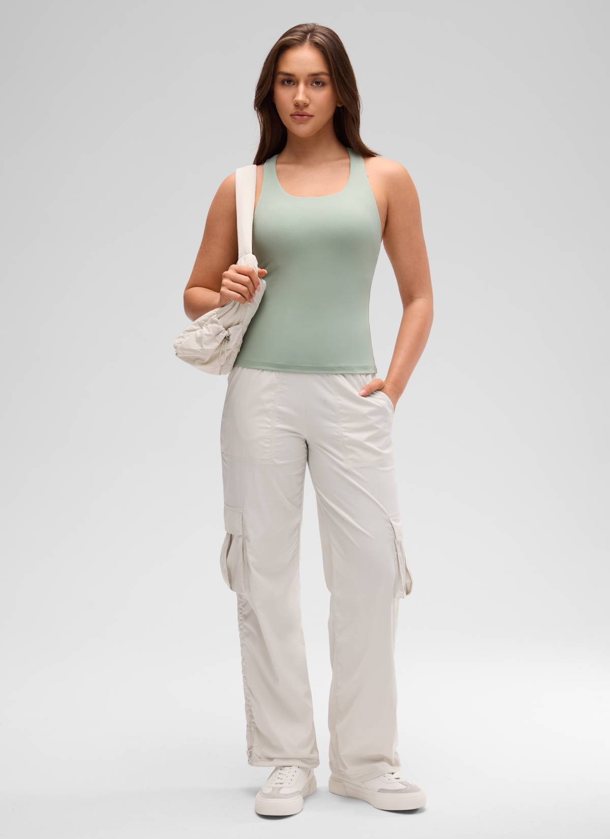 CRZ YOGA Women's Yoga Tight Fit Tops Butterluxe Built-in Bra Tank Green Palm Court