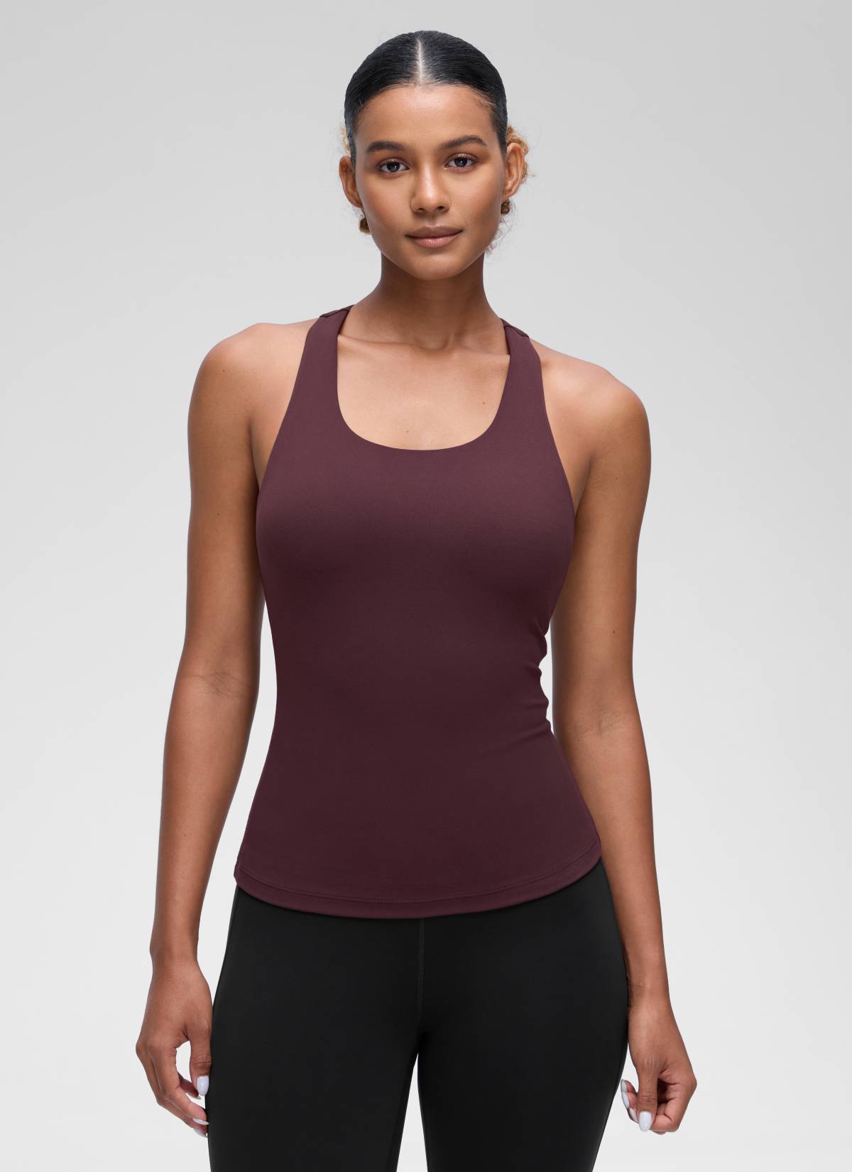 CRZ YOGA Women's Yoga Tight Fit Tops Butterluxe Built-in Bra Tank Ripe Plum