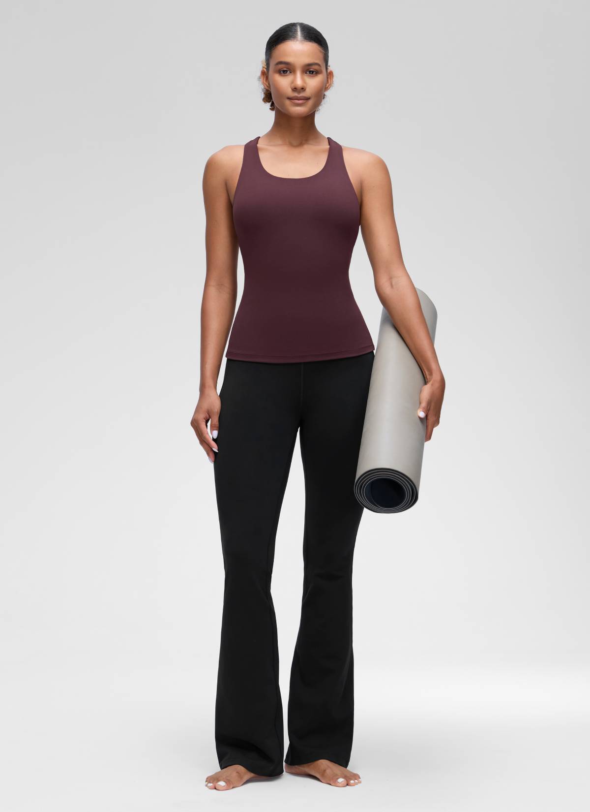 CRZ YOGA Women's Yoga Tight Fit Tops Butterluxe Built-in Bra Tank Ripe Plum