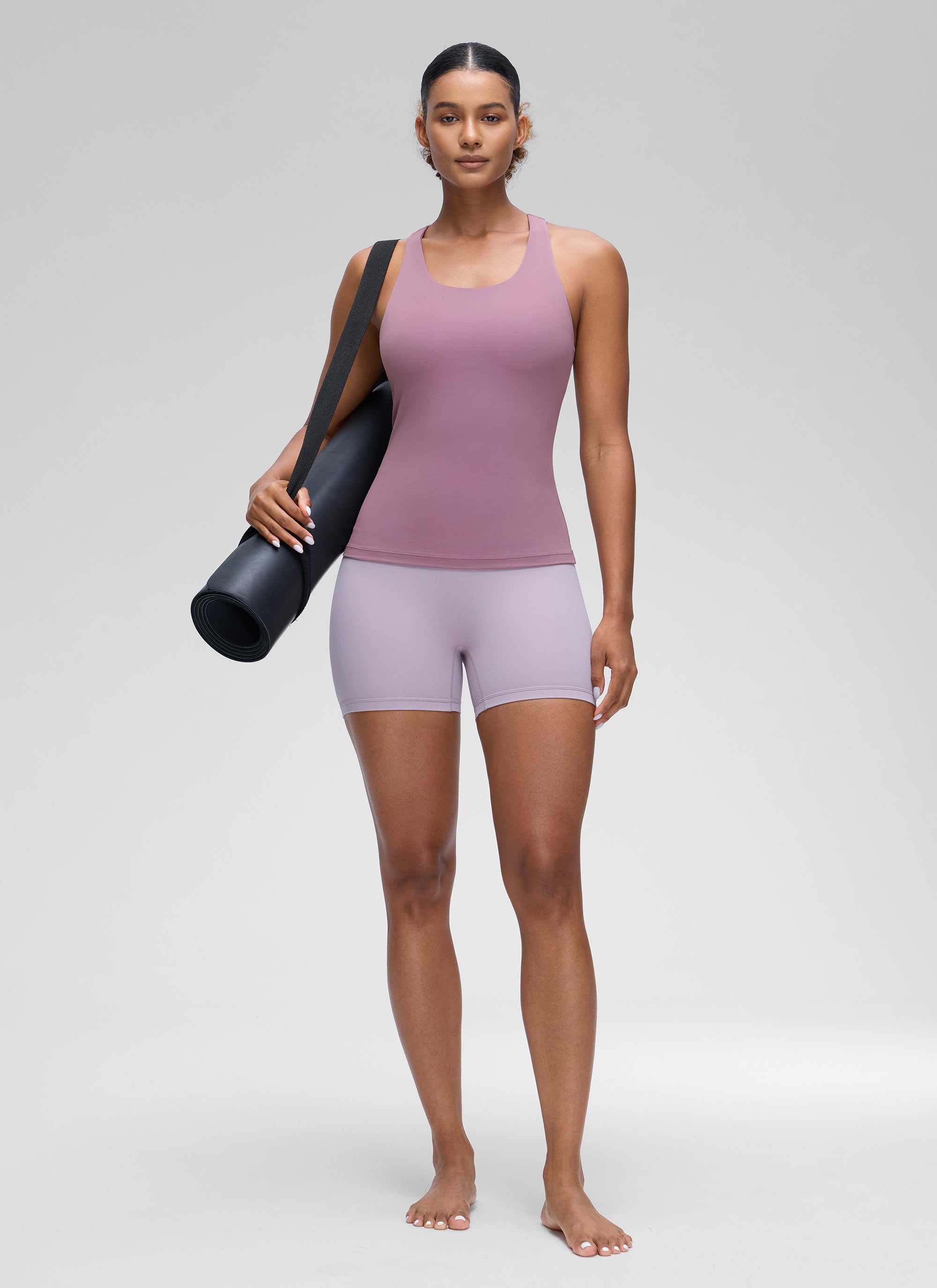 CRZ YOGA Women's Yoga Tight Fit Tops Butterluxe Built-in Bra Tank Light Lavender