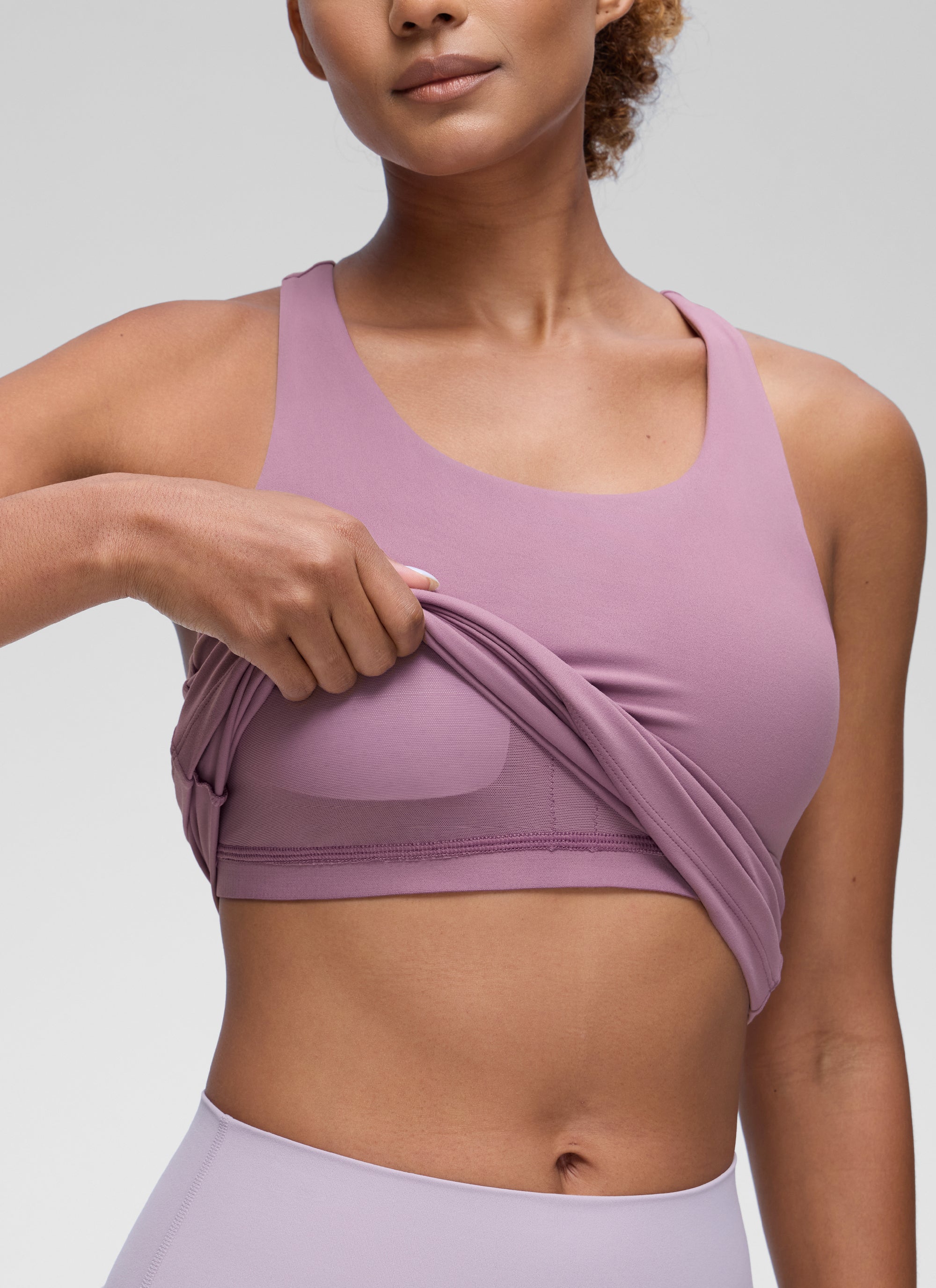 CRZ YOGA Women's Yoga Tight Fit Tops Butterluxe Built-in Bra Tank Light Lavender