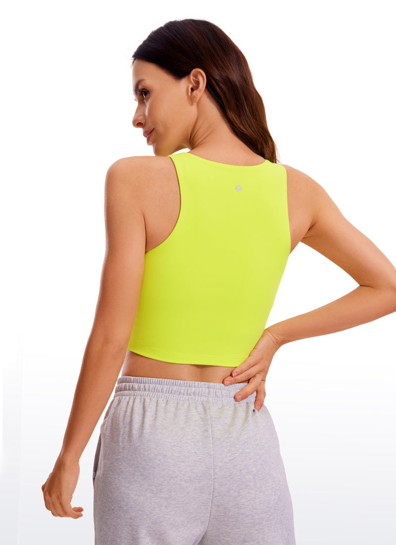 CRZ YOGA Women's Yoga Tight Fit ButterluxeTank Tops Racerback Cropped Neon Yellow @model_info:B
