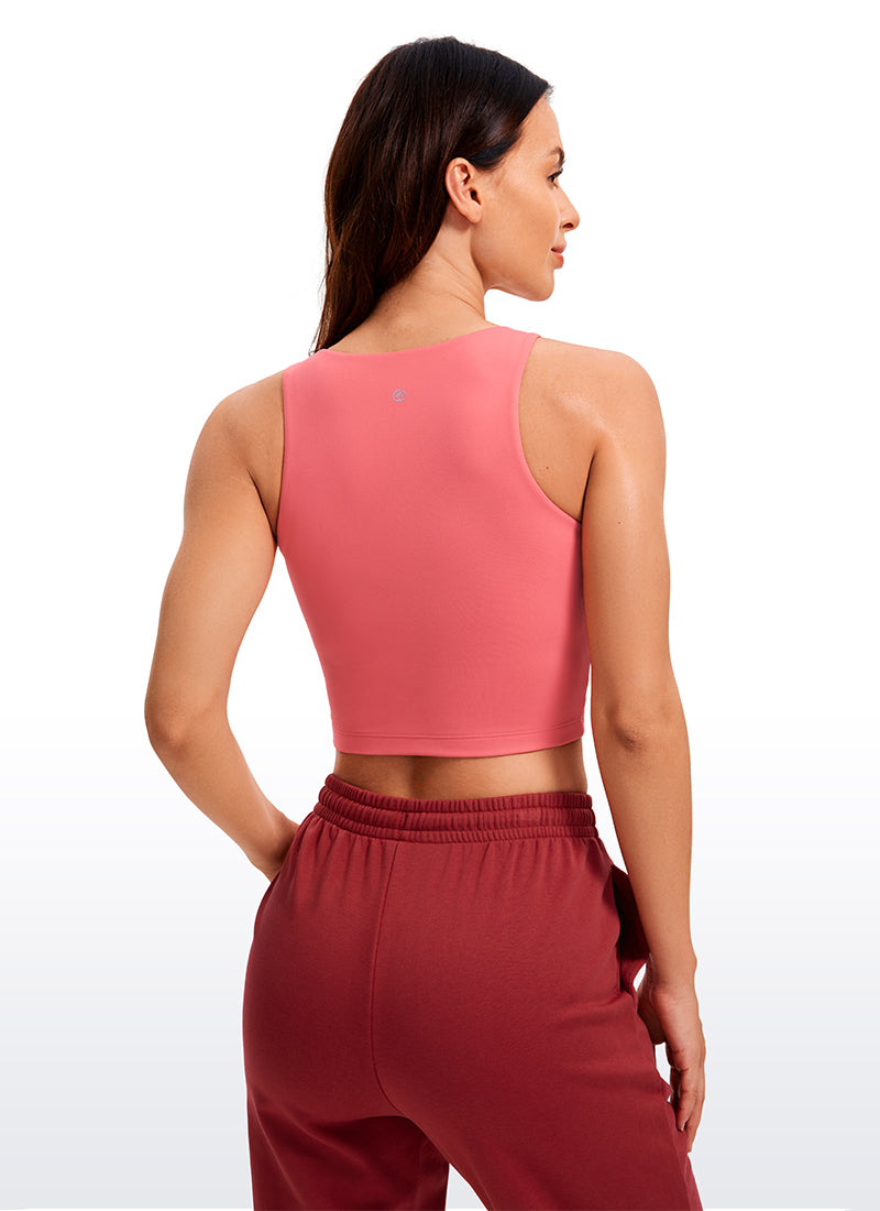 CRZ YOGA: قمصان يوغا نسائية ضيقة من نوع «Butterluxe» بظهر سباق وقصّة قصيرة بلون «راسبيري سوربيت»