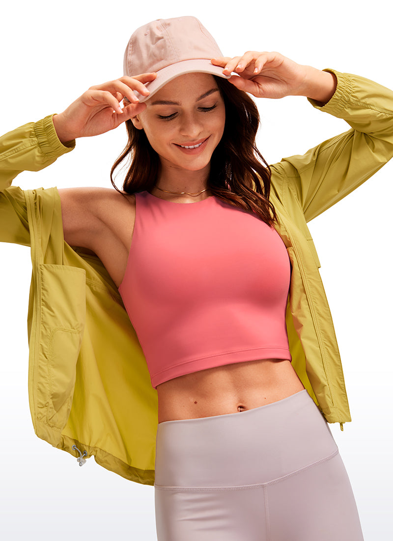 CRZ YOGA: قمصان يوغا نسائية ضيقة من نوع «Butterluxe» بظهر سباق وقصّة قصيرة بلون «راسبيري سوربيت»