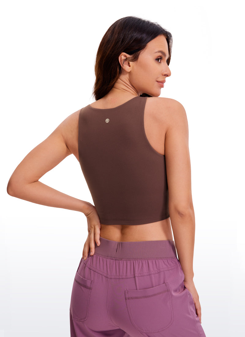 CRZ YOGA Women's Yoga Tight Fit ButterluxeTank Tops Racerback Cropped Taupe @model_info:B