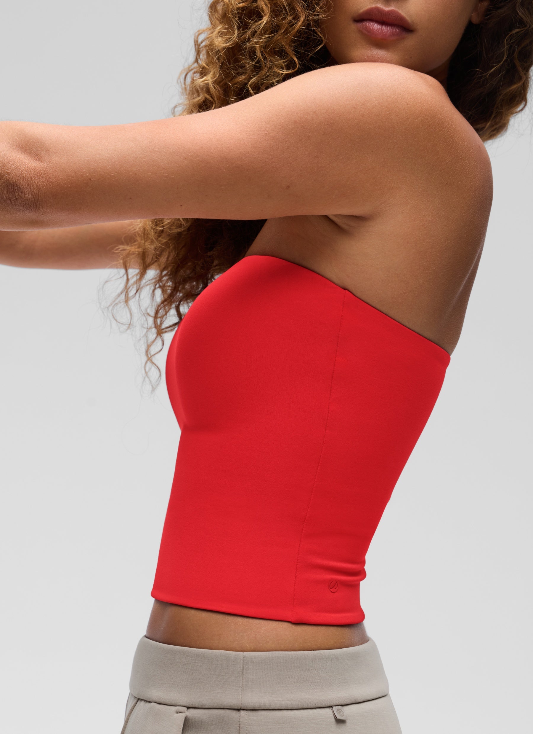 CRZ YOGA Women's Casual Butterluxe Tight Fit Strapless Tops Deep Red