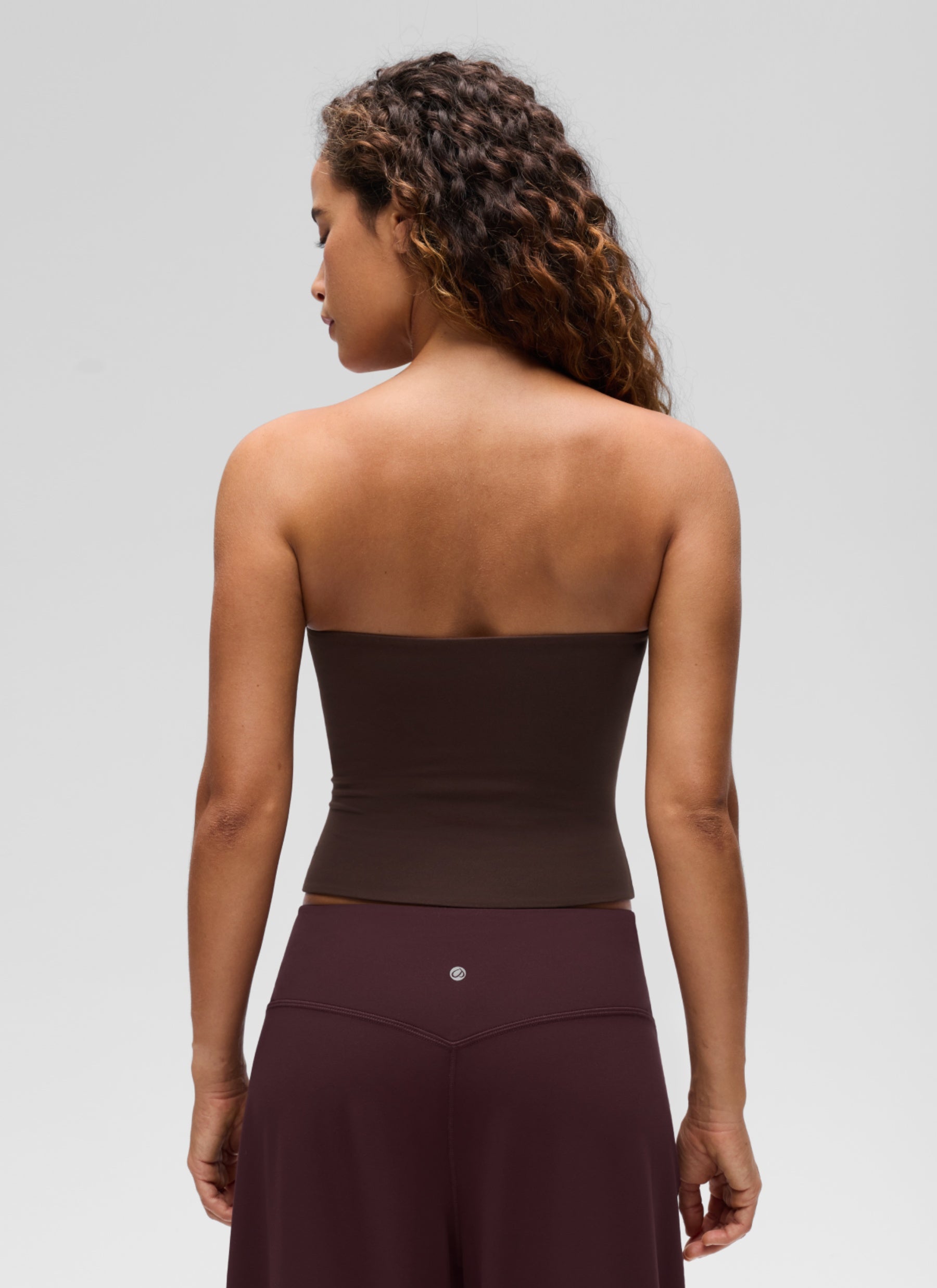 CRZ YOGA Women's Casual Butterluxe Tight Fit Strapless Tops Hot Fudge Brown