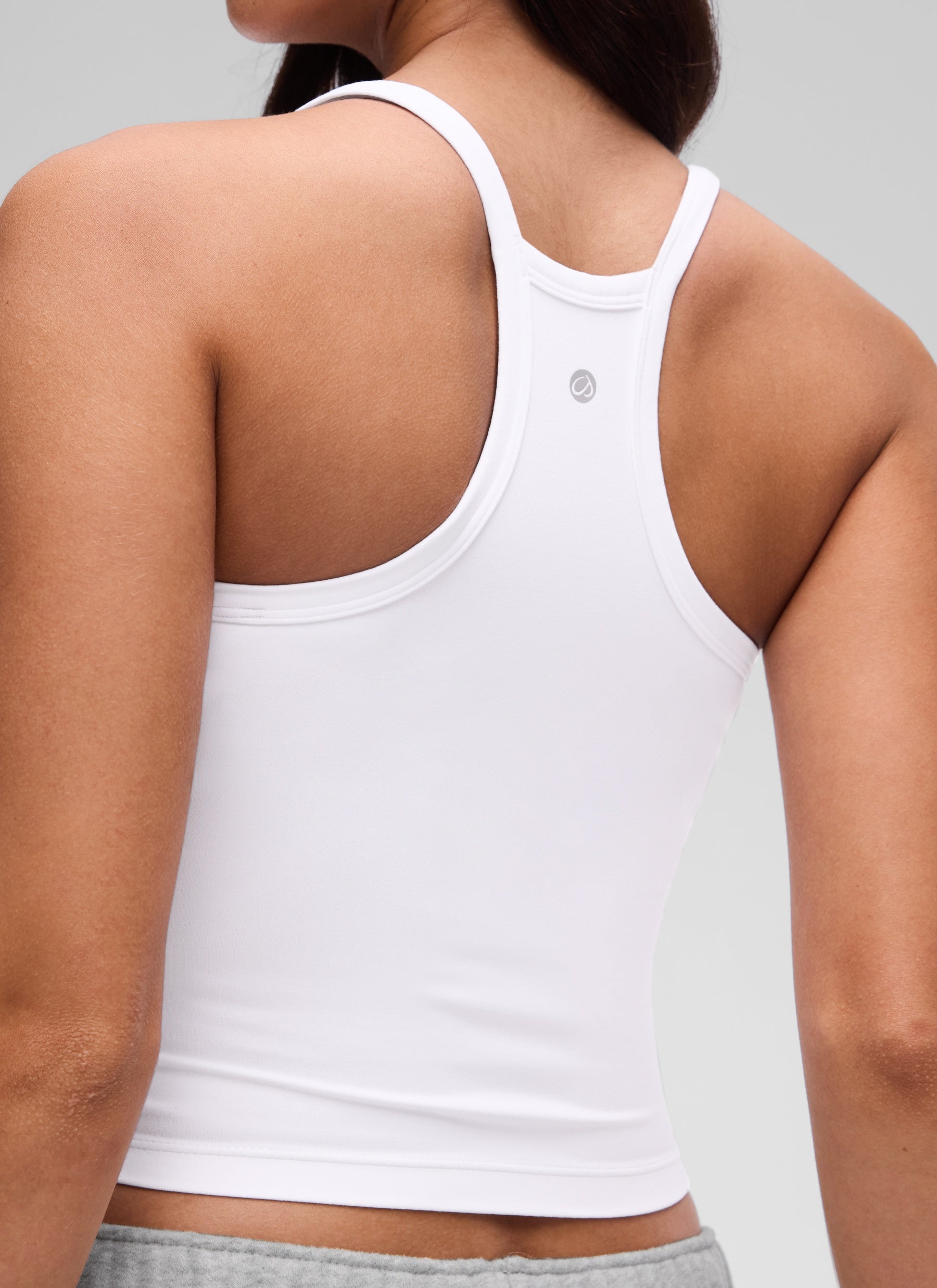 CRZ YOGA Women's Butterluxe Soft Double Lined V Neck Racerback Tanks White