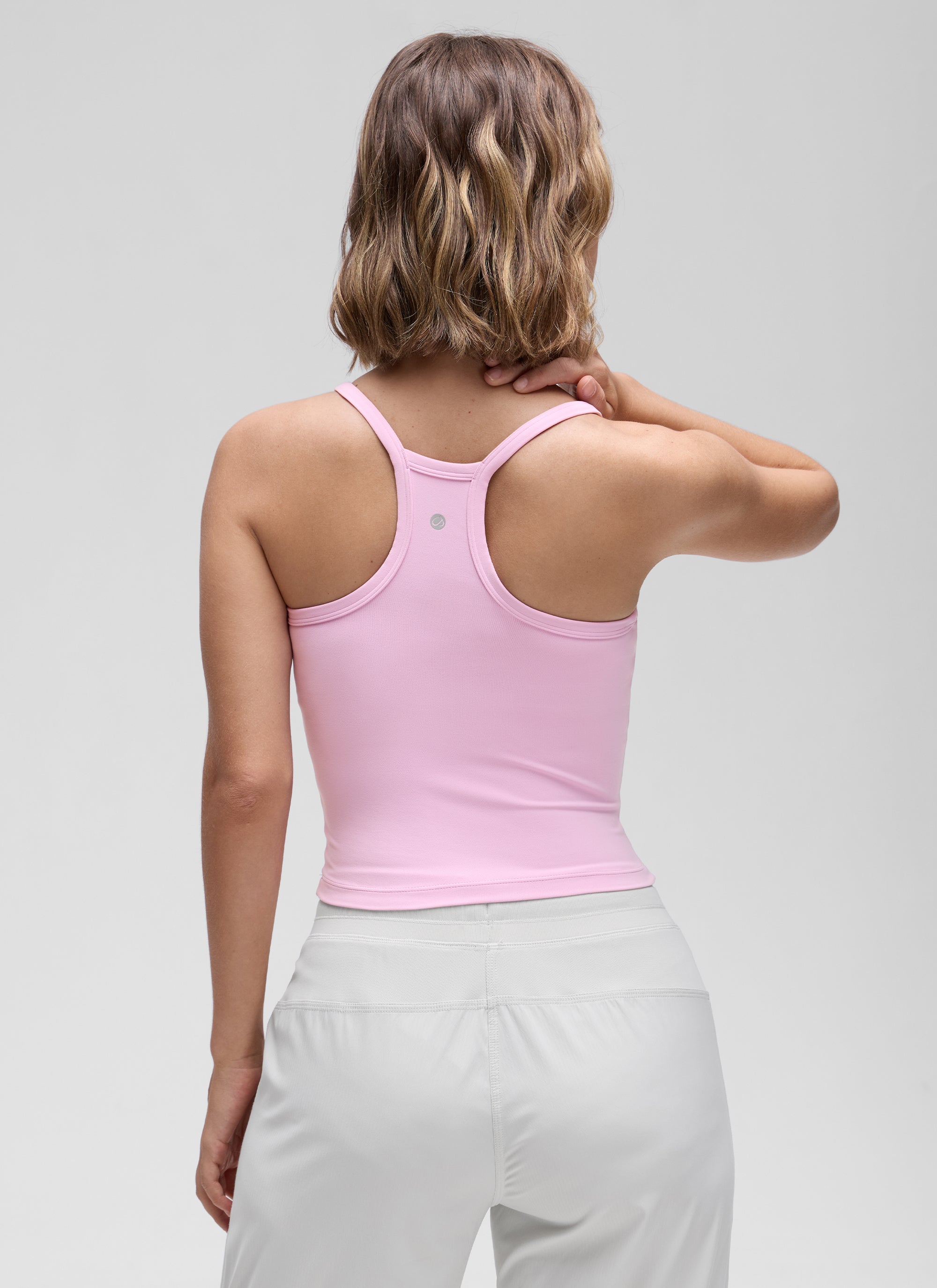 تانك توب نسائي CRZ YOGA Butterluxe ناعم مبطن مزدوج برقبة على شكل V وظهر متسابق وردي فيتا