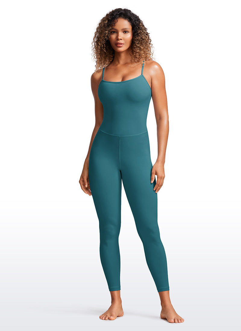 CRZ YOGA Women's Yoga Tight Fit Jumpsuits Build-in Bra Bodysuits Green Jade @model_info:GI