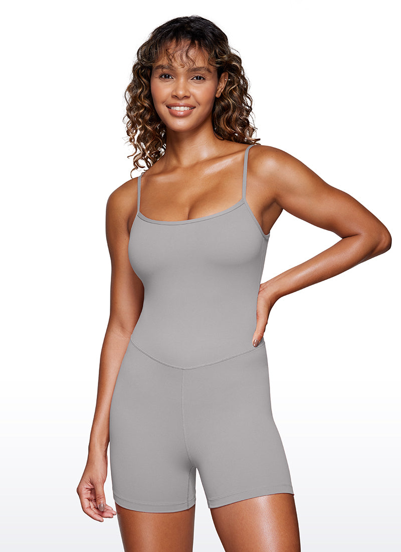CRZ YOGA Women's Yoga Tight Fit Romper Shorts Bodysuit Jumpsuits Gull Gray @model_info:GI