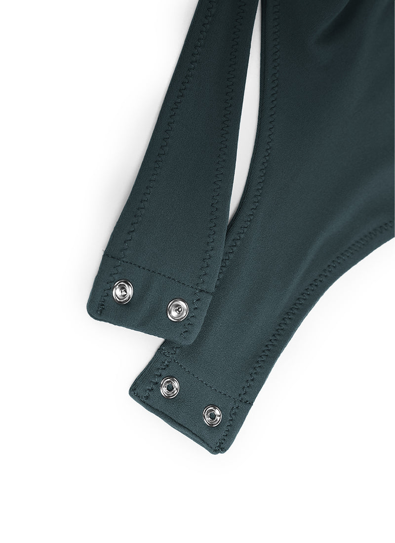 CRZ YOGA Women's Yoga Tight Fit High Neck Racerback Bodysuits Forest Dark Green @model_info:NEW