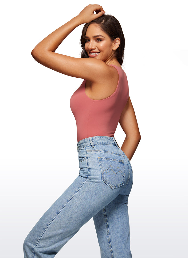 CRZ YOGA Women's Yoga Tight Fit High Neck Racerback Bodysuits Briar Rose @model_info:Ce