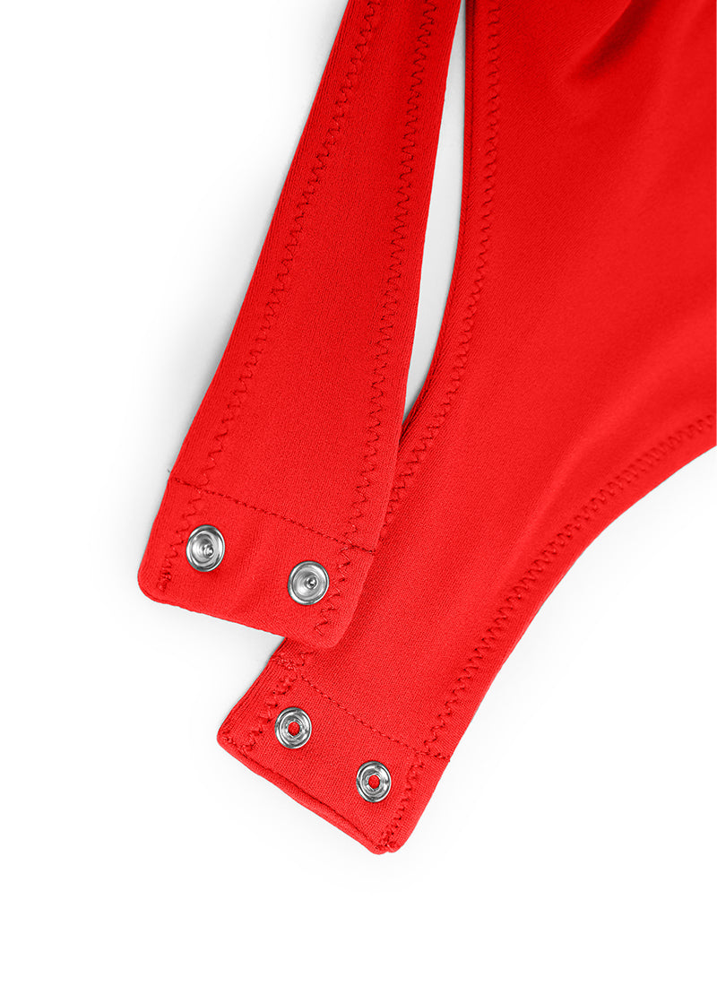 CRZ YOGA Women's Yoga Tight Fit High Neck Racerback Bodysuits Dark Red @model_info:NEW