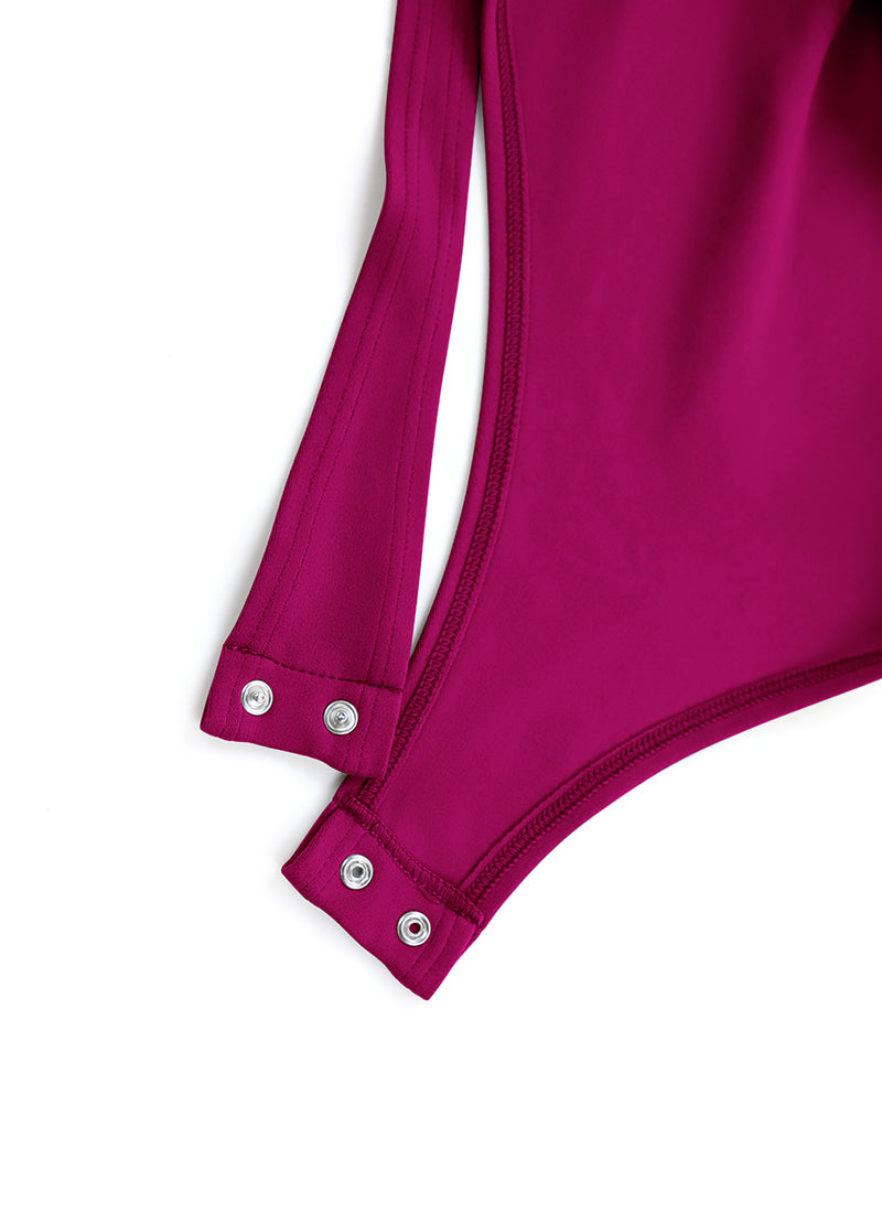 CRZ YOGA Women's Yoga Tight Fit Scoop Neck Short Sleeves Bodysuits Magenta Purple @model_info:NEW